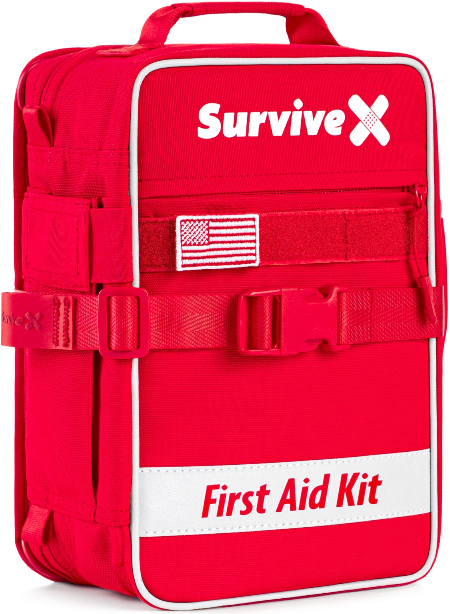 Large First Aid Kit for Car, Travel & Home - Emergency Kit for Hiking, Camping, Backpacking and Outdoors - Includes Zip Stitch Wound Closure Strips
