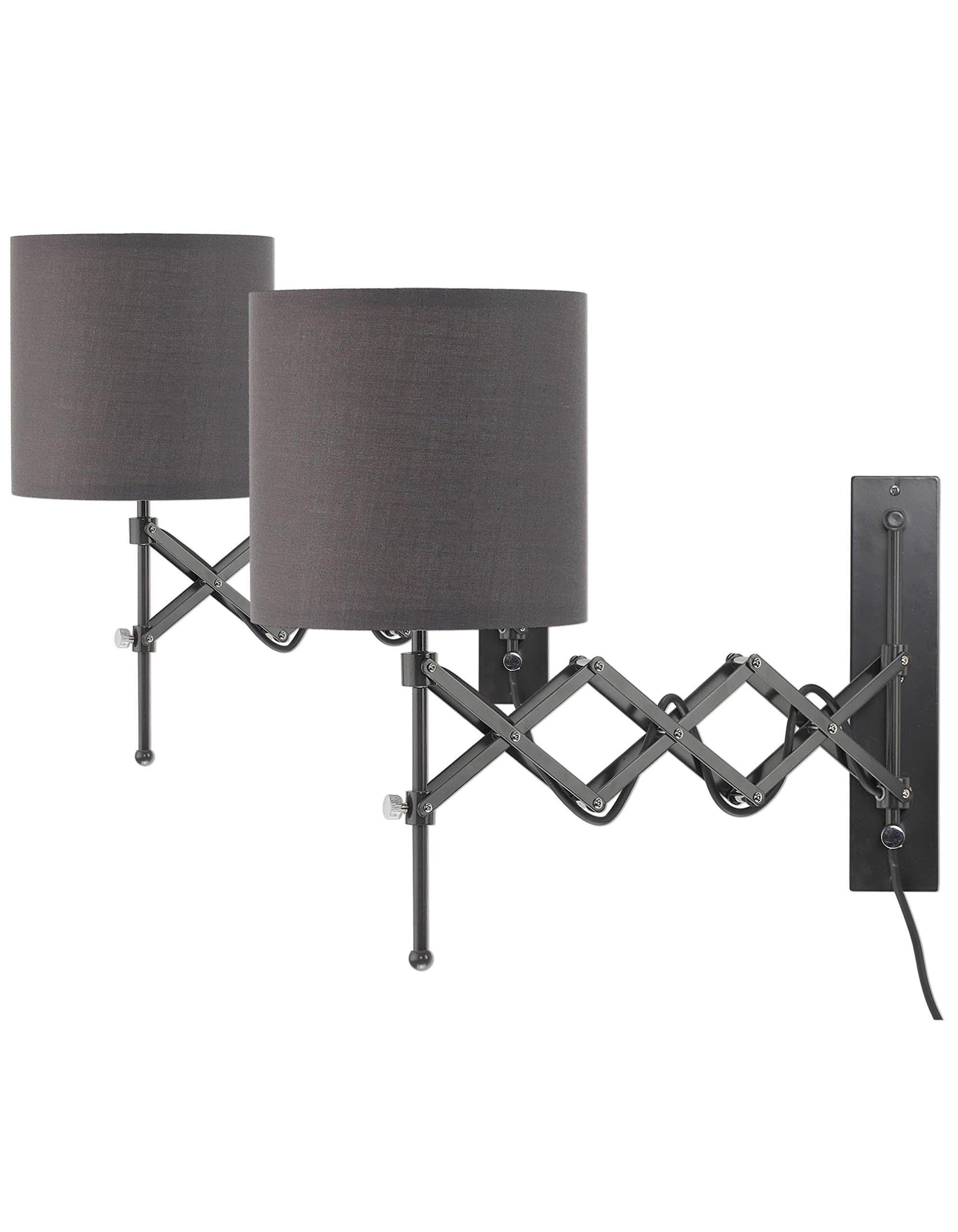 Wall Light Plug in Sconce Modern Bed Room Lamp Dark Grey Set of 2