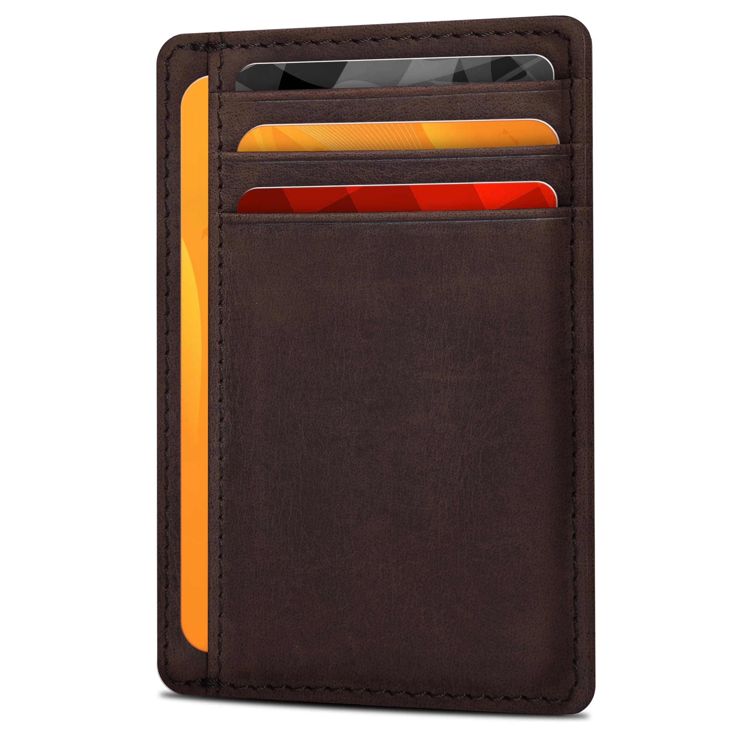Leather Slim Minimalist Wallet for Men & Women RFID Front Pocket Leather Card Holder Wallets (
