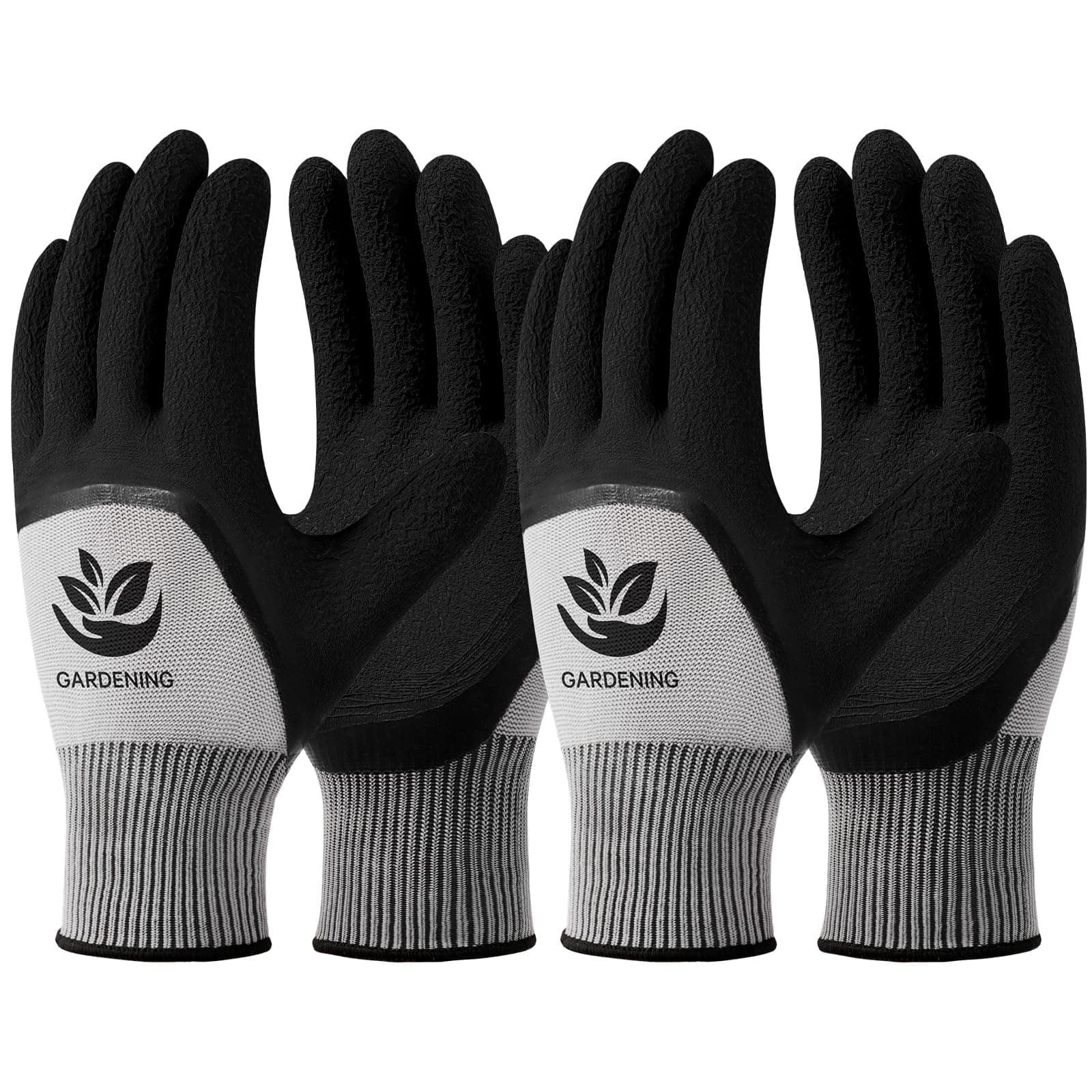 Trifabricy Garden Gloves for Women Men - 6 Pairs Breathable Hard-wearing Latex Coated Gardening Gloves for Women, Indoor/Outdoor Protective Working Gloves with Grip, Black & Grey