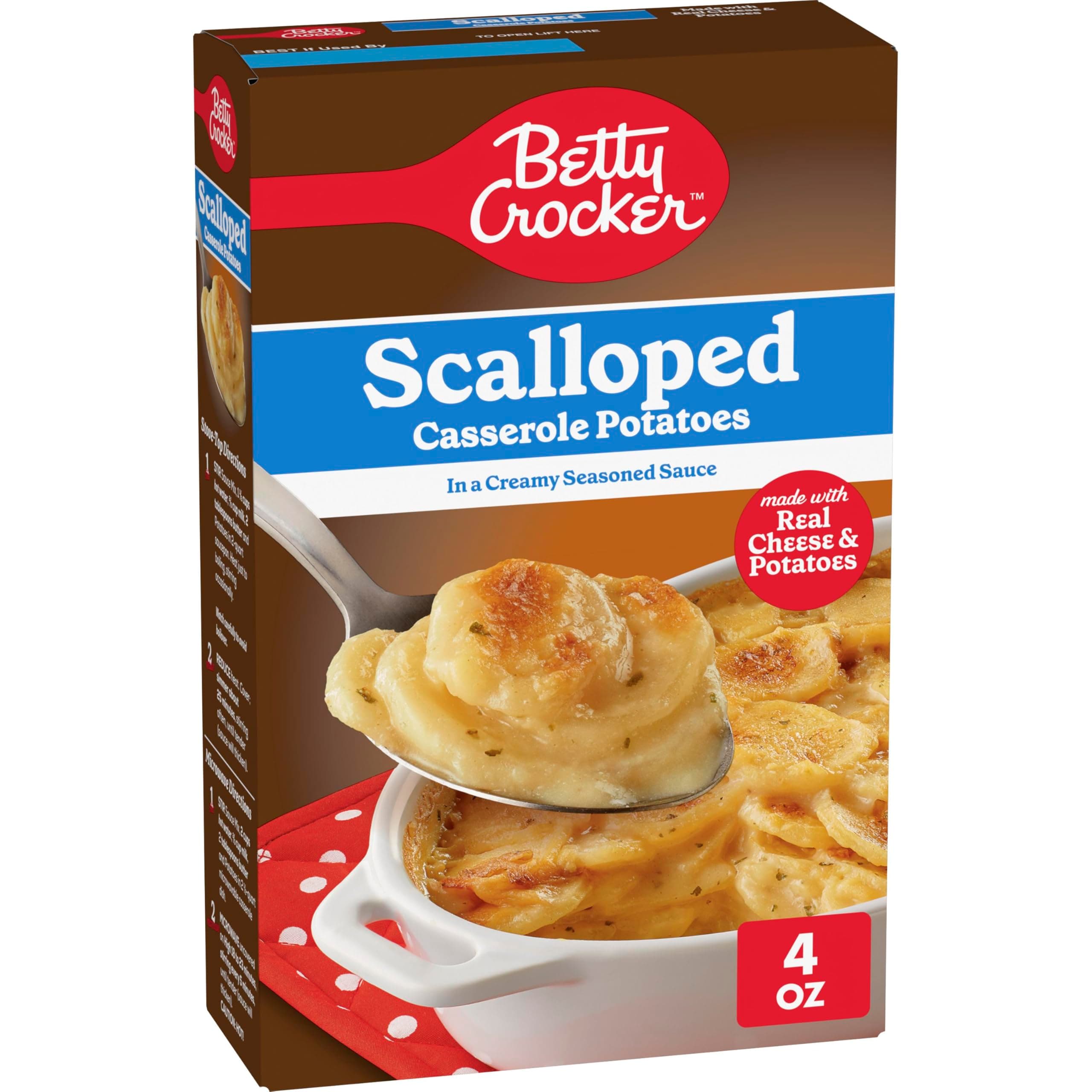 Betty Crocker Scalloped Casserole Potatoes, Made with Real Cheese, 4 oz Box