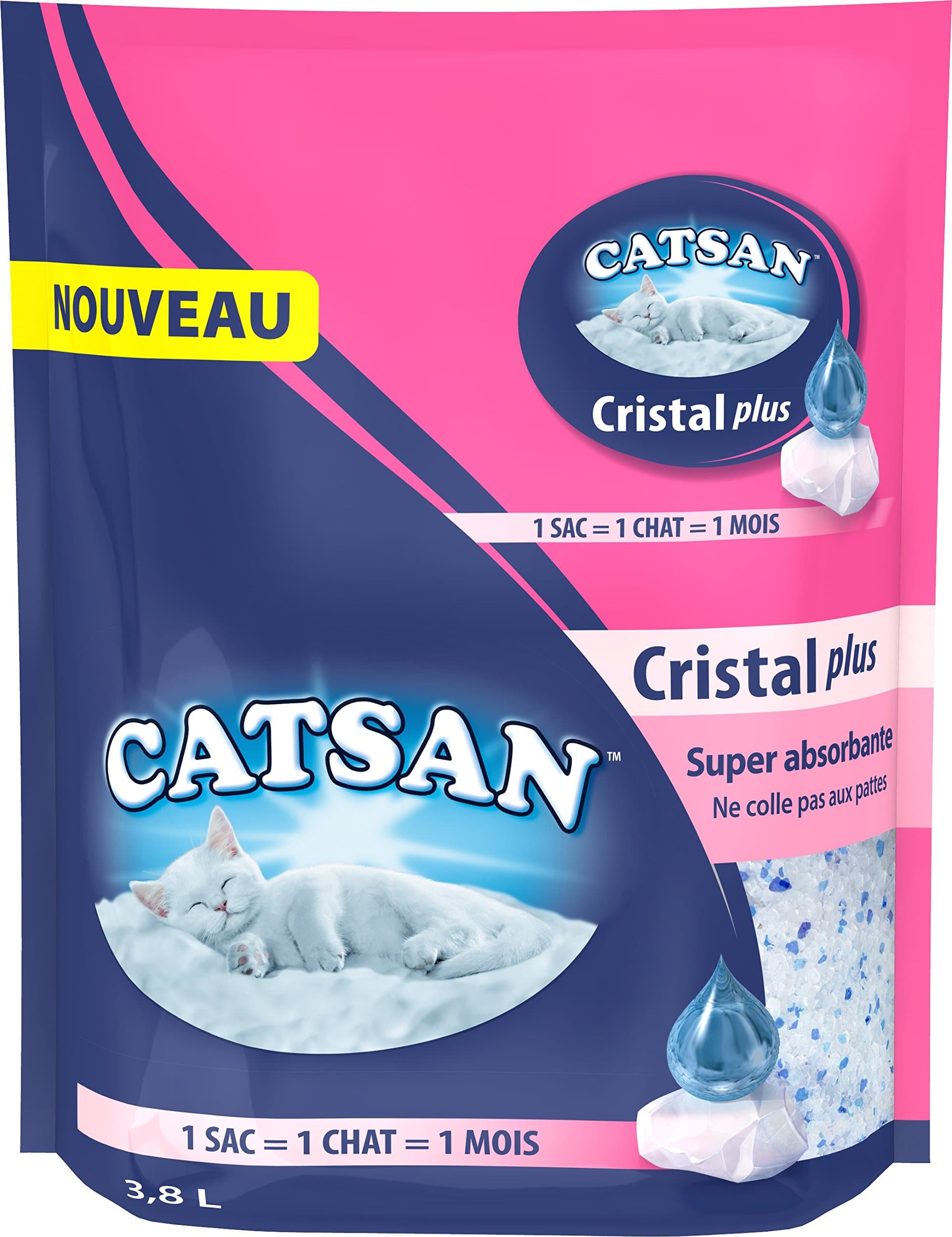 Catsan Cristal Plus Silica Cat Litter, 2 Months' Use (2 x 3.8 L)