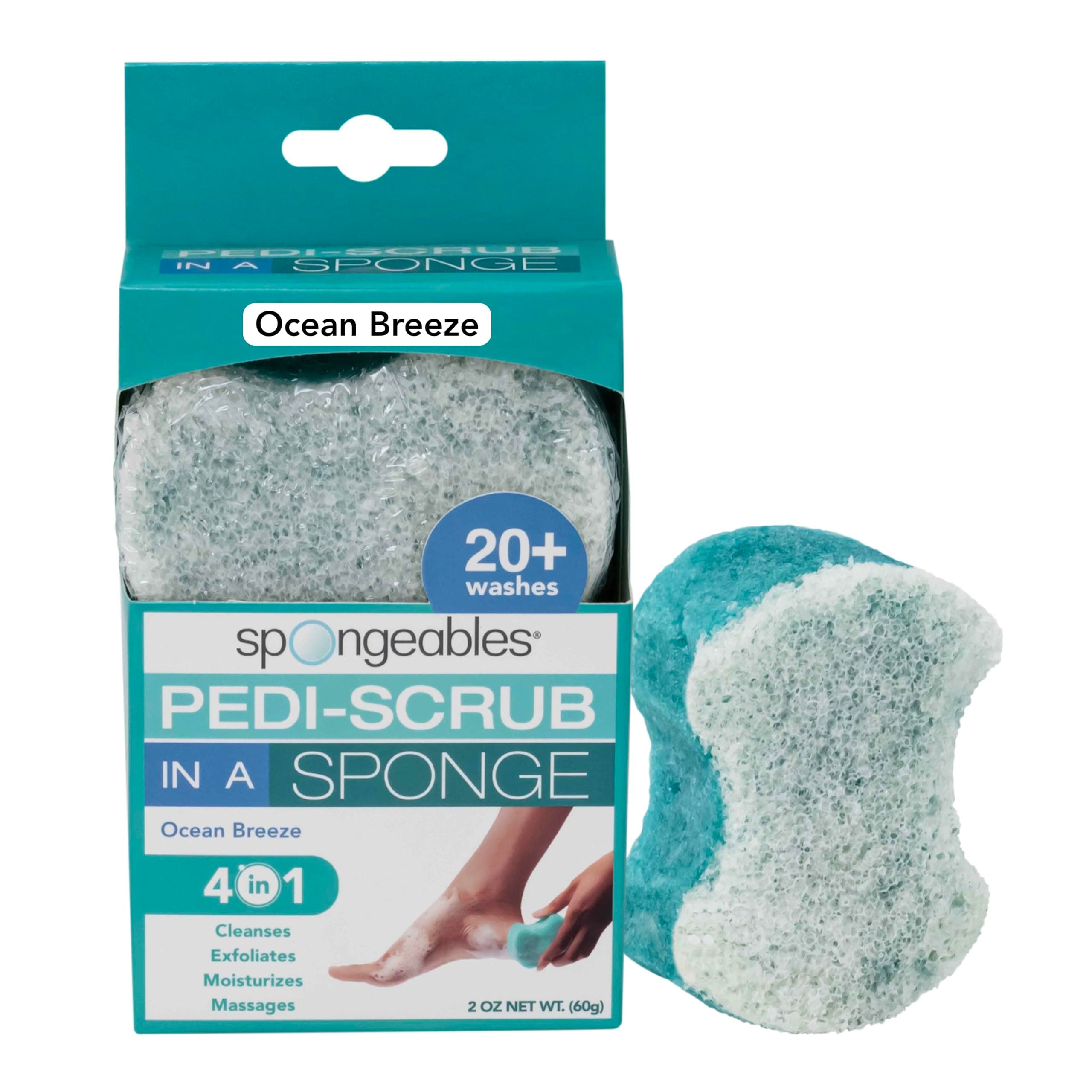 SpongeablesPedi Scrub Foot Exfoliating 20+ Wash Sponge, Ocean Breeze, 1 Count