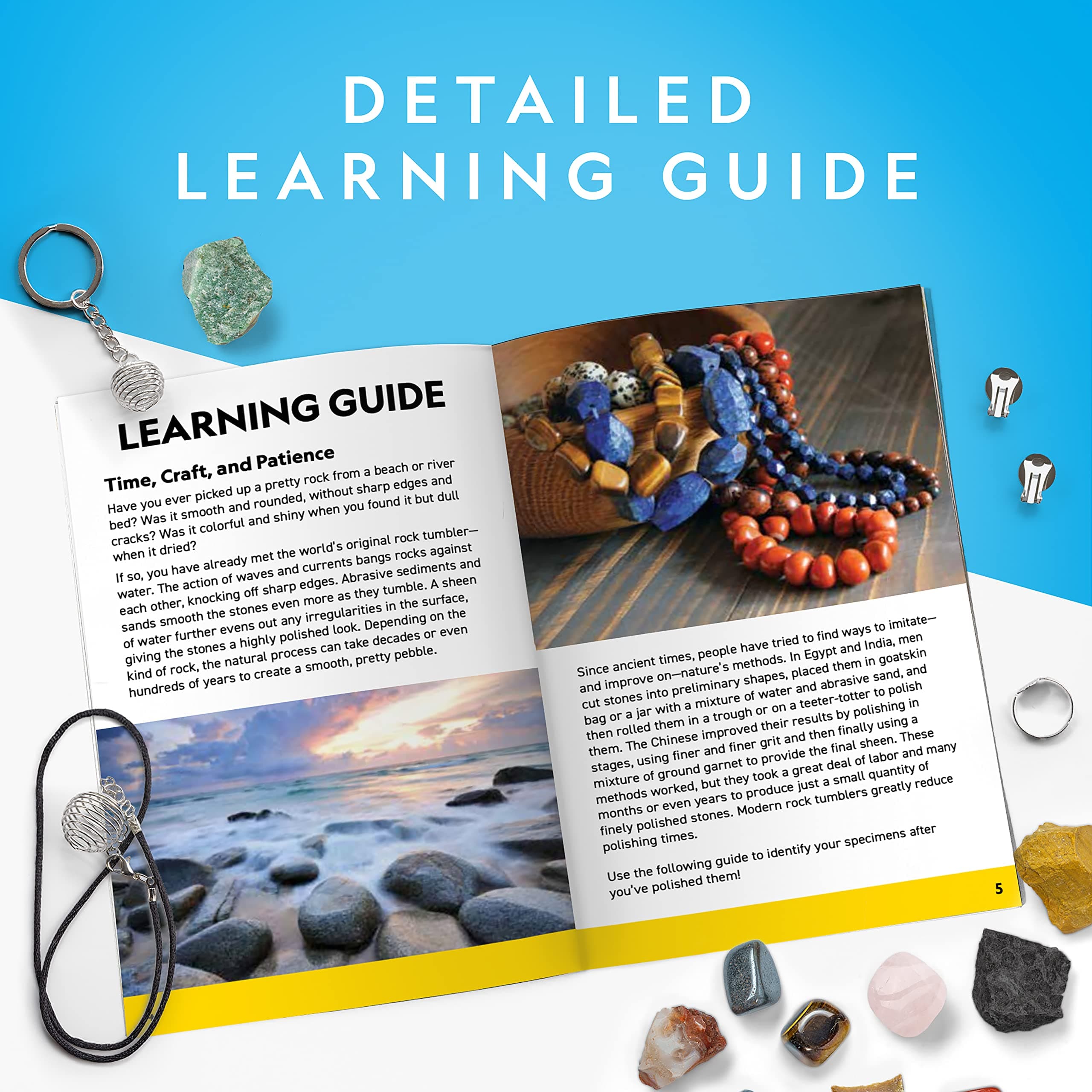 NATIONAL GEOGRAPHIC Rock Tumbler Refill Kit – 1.36 kg of Rough Gemstones and Rocks for Tumbling Including Amethyst and Quartz – Rock Tumbler Supplies Include Rock Tumbler Grit