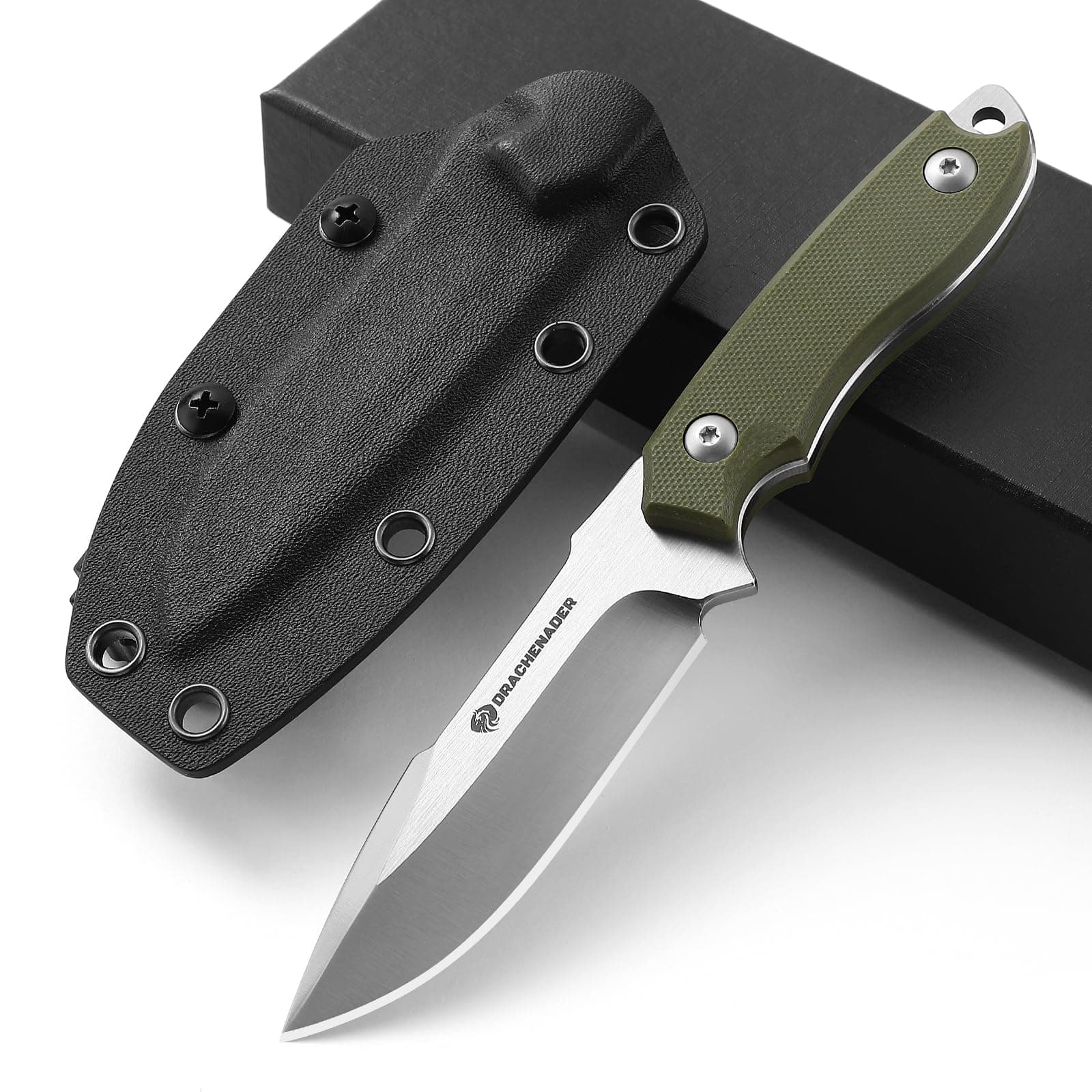 Small Fixed Blade Knife 7 inch Tactical Knife EDC D2 Steel with Kydex Sheath, G10 Handle, Clip Lock and Gift Box, Versatile for Horizontal and Vertical Carry