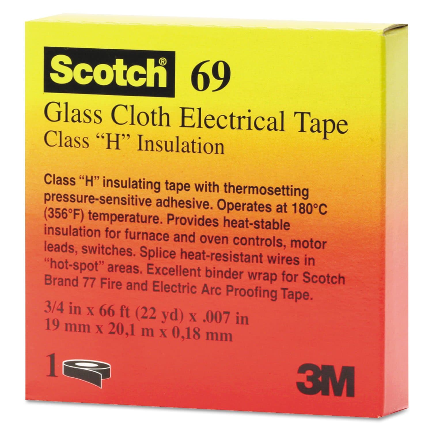 3M Electrical 500-09910 69 3-4X66 Scotch Glass Cloth Tape