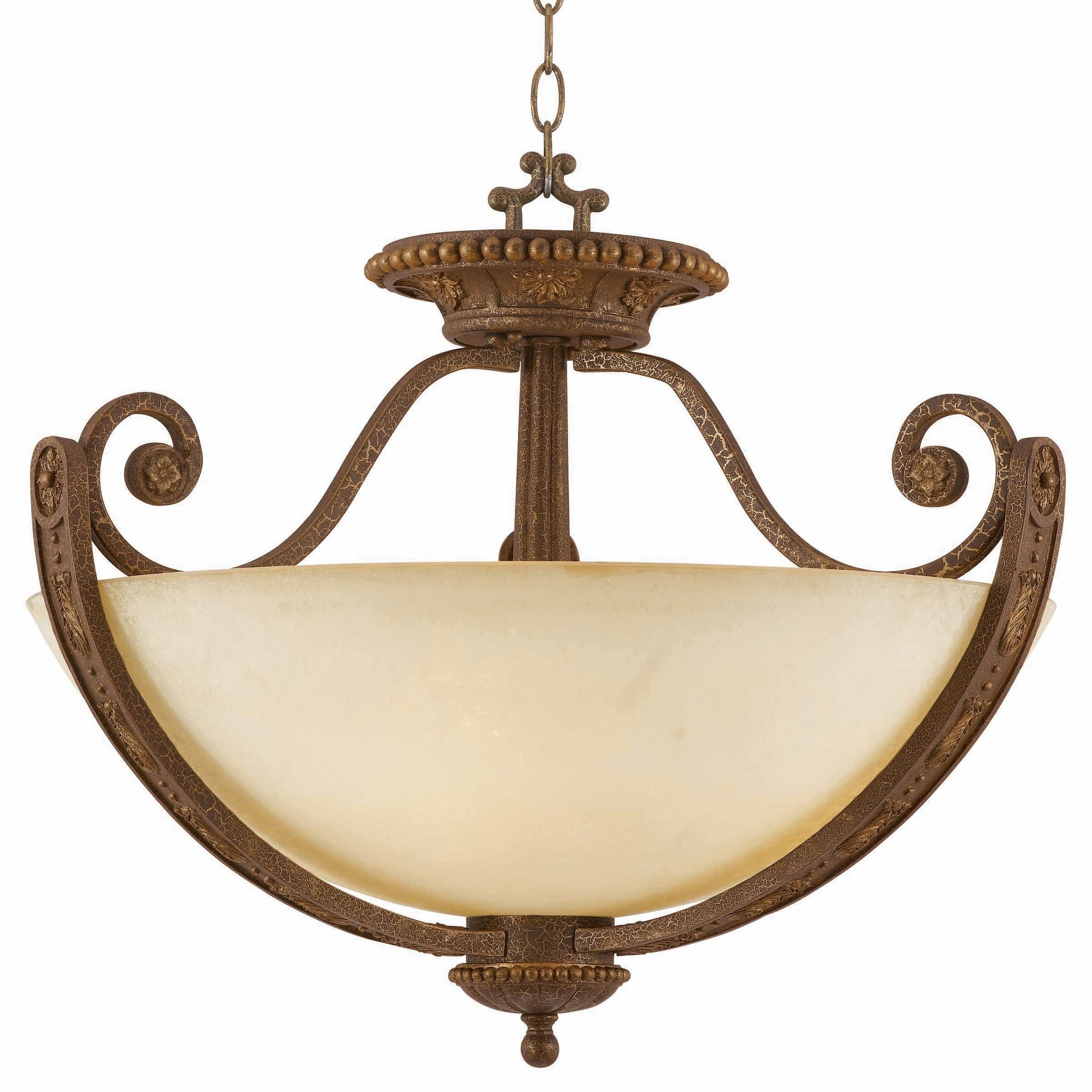 31121-25 Ambassador Collection 4-Light Convertible Fixture, Moroccan Bronze Finish with Cognac Italian Scavo Glass