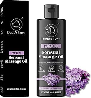 Organic - Edible Floral Sensual Massage Oil for Couple - Smooth Body Glide| No Stain & Non-Sticky | with Fractionated Coconut Oil, Lavender & Orange Blossom Oil | Nourish & Moisturise Skin