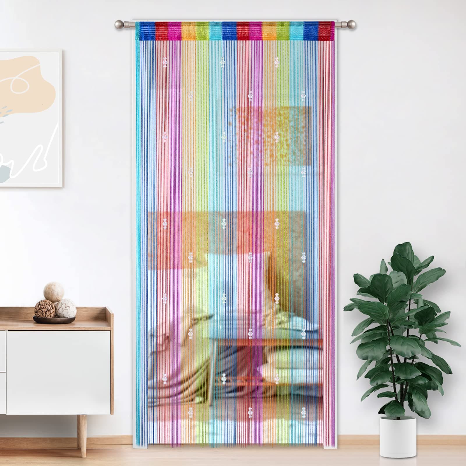Crystal Beaded Curtain Tassel Curtain - Partition Door Curtain Beaded String Curtain Door Screen Panel Home Decor Divider Crystal Tassel Screen 90x200cm (Rainbow#)