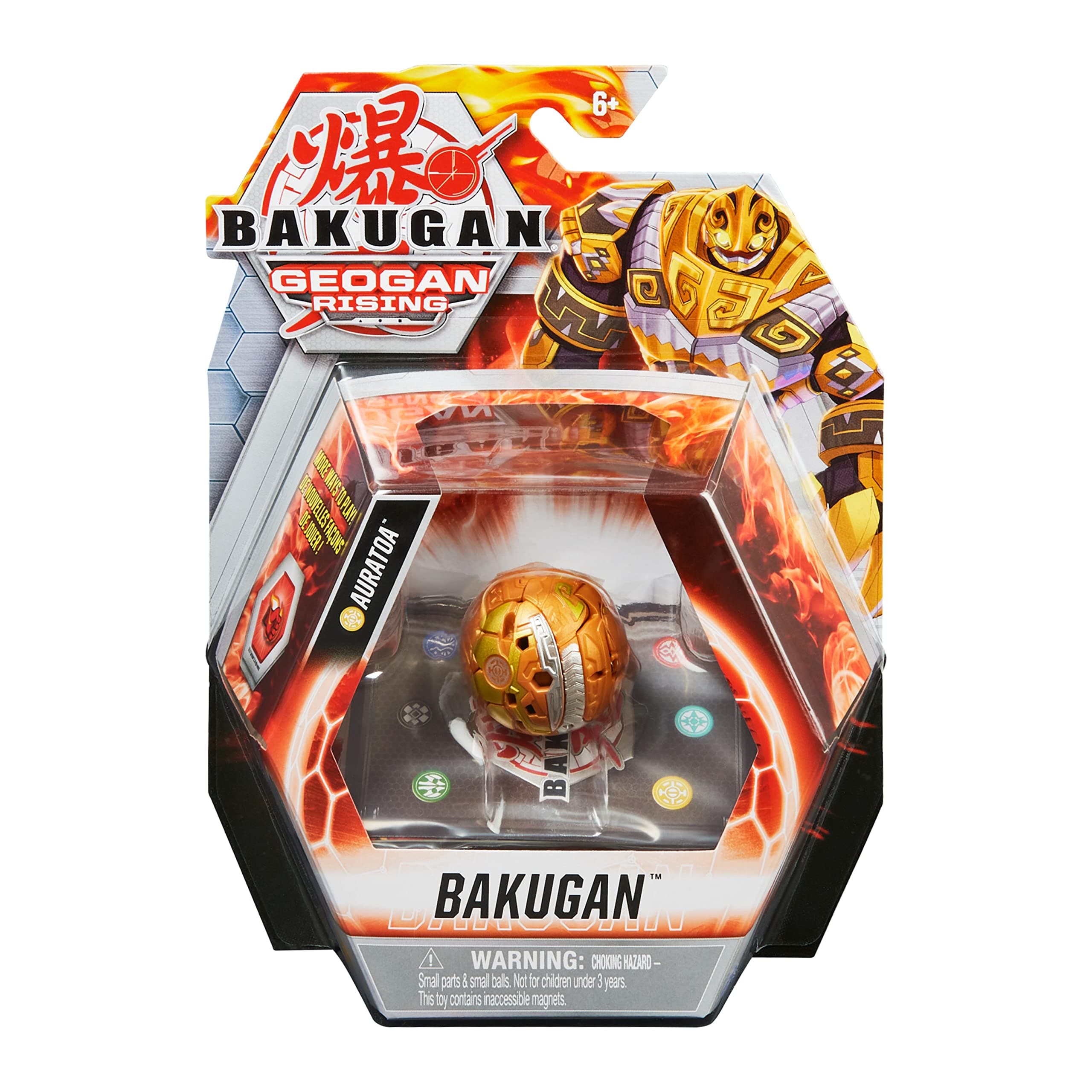 Bakugan, Auratoa, 2-inch Tall Geogan Rising Collectible Action Figure and Trading Card