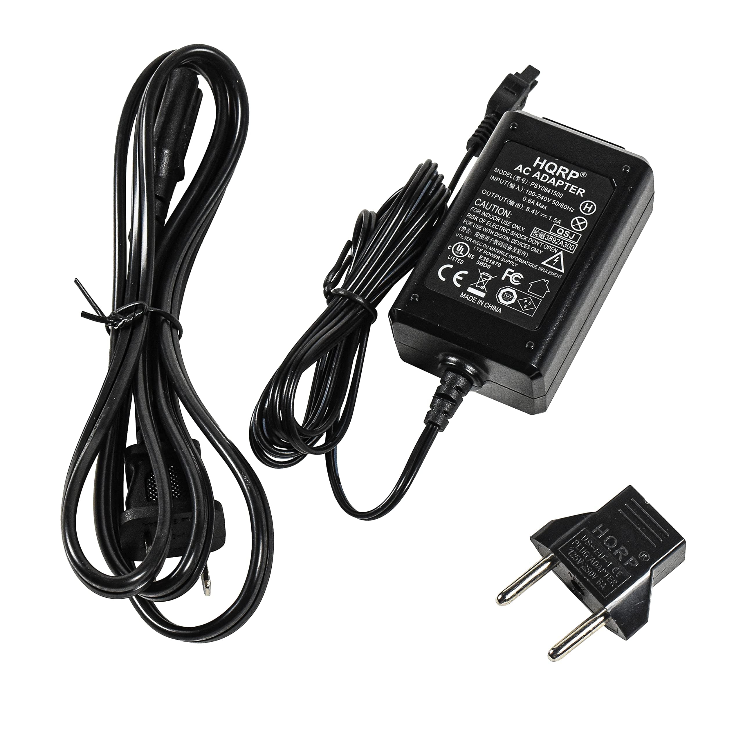 HQRP AC Power Adapter Compatible with Sony HandyCam HDR-XR260, HDR-XR260V, DCR-SR67C, DCR-SR67E, DCR-SR70E, DCR-SR72E, DCR-SR77E Camcorder - (incl. USA Plug & Euro Adapter)
