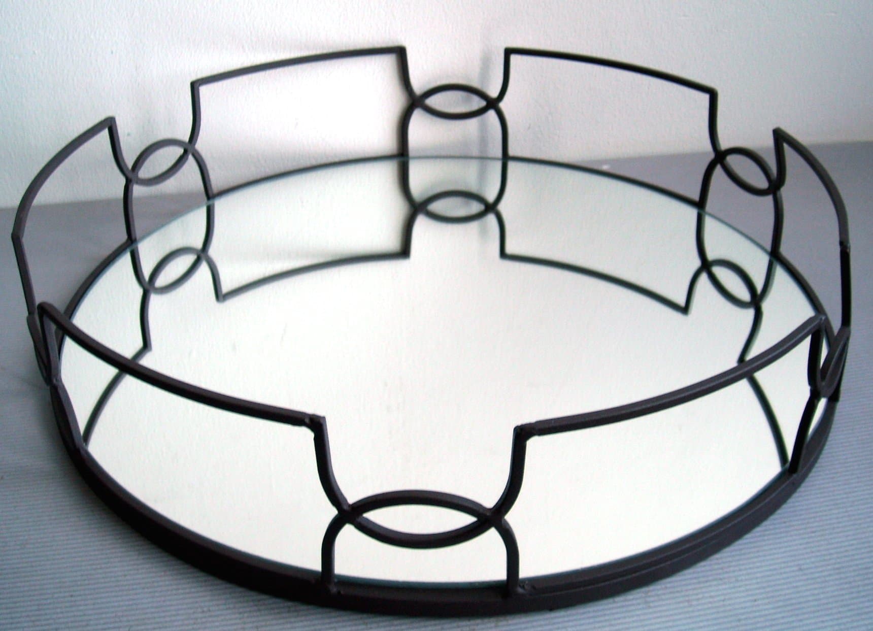 The Jay Companies Round Mirror Tray, Rust