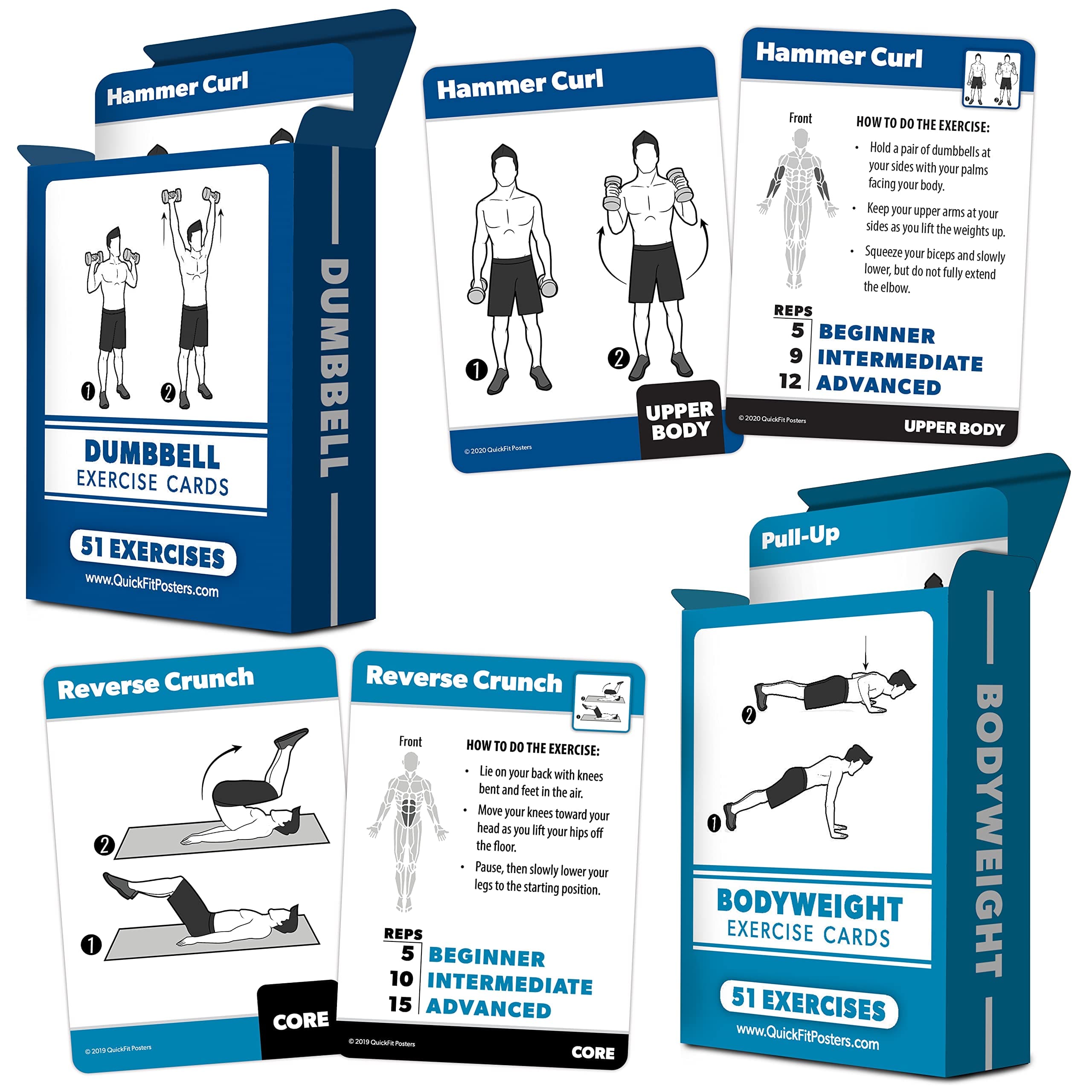 Palace Learning 2 Pack - Bodyweight & Dumbbell Fitness Workout Cards - Over 100 Exercises