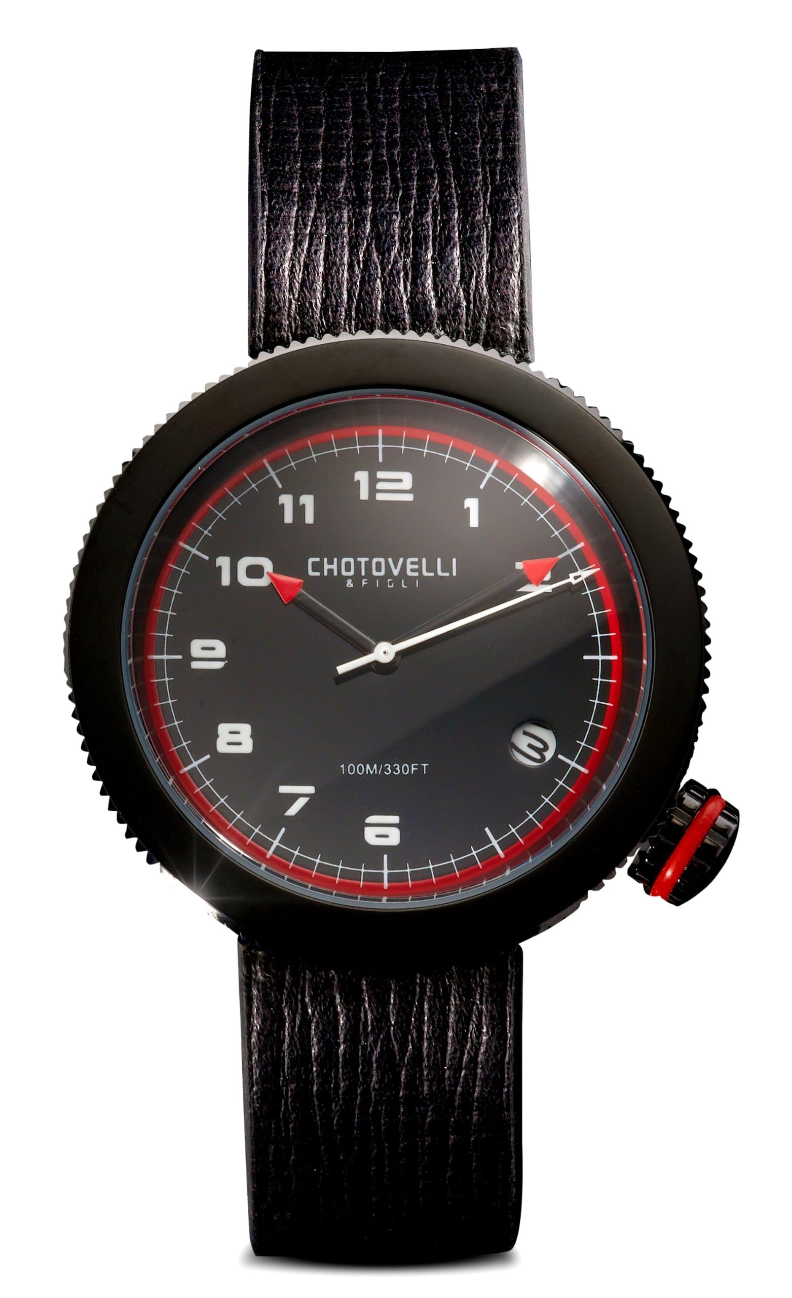 chotovelli Men’s Racing Watch Gauge Dial Sapphire Italian Leather Strap (8005)