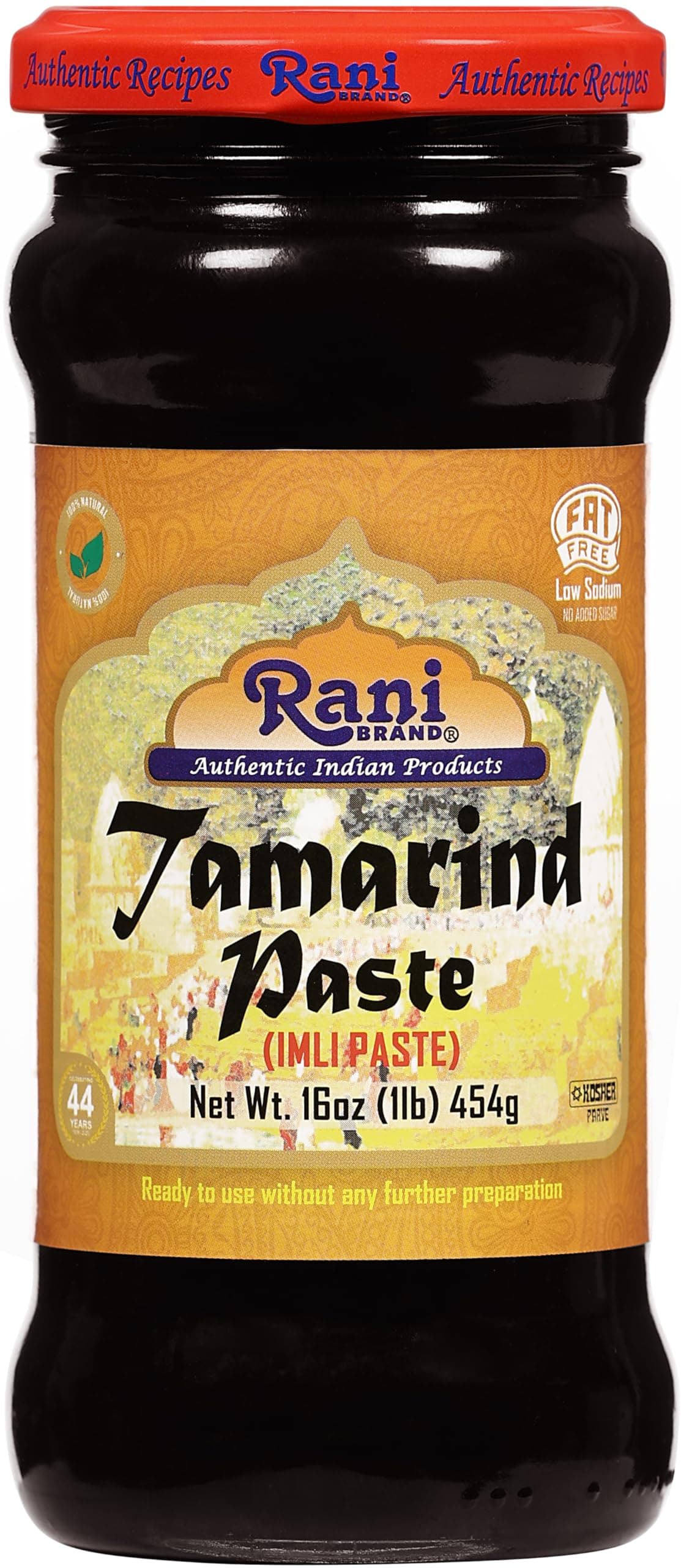 Rani Tamarind Paste Puree (Imli) 16oz (1lb) 454g Glass Jar, No added sugar ~ All Natural | Vegan | Gluten Free | No Colors | NON-GMO | Kosher | Indian Origin