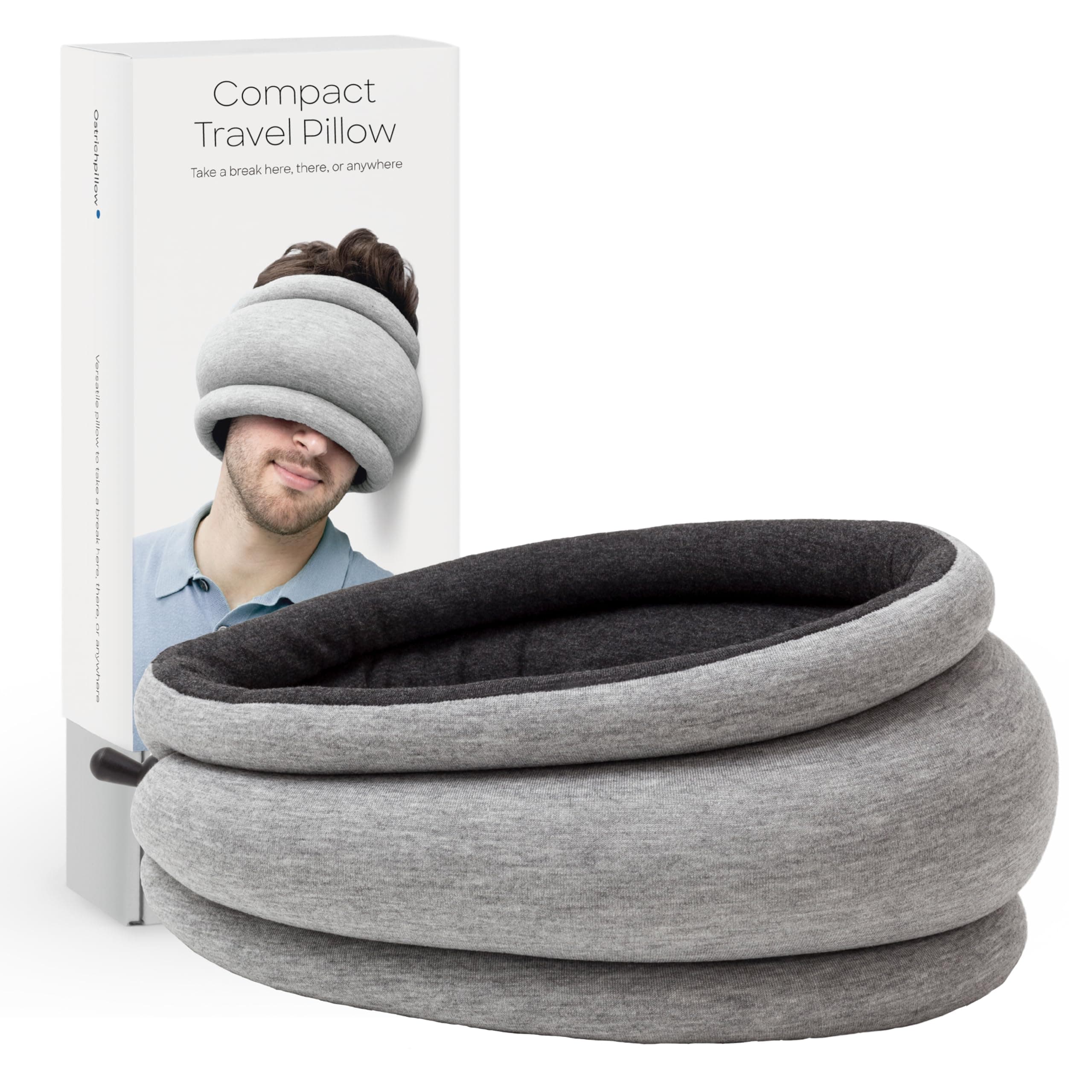 Ostrichpillow Light Commuting, Travel Pillow & Power Nap Pillow - Premium Comfort & Lightweight, Adjustable to Your Head, Small & Versatile