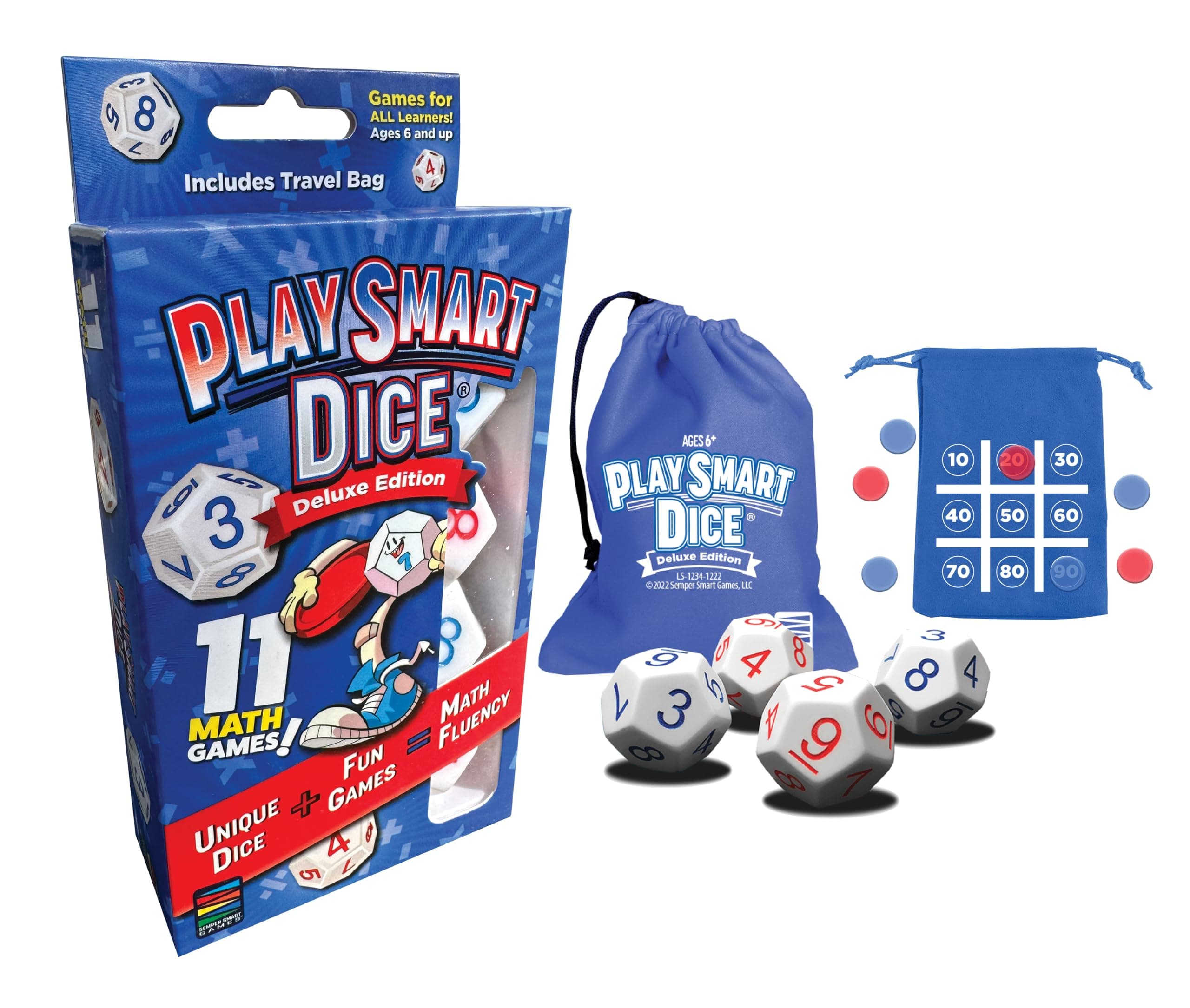 PlaySmart Dice Deluxe: Sharpen Math Skills at Home, in School and On The Go with Uniquely Numbered Math Dice and 11 Fun Math Games That Help Kids Master Mental Math.