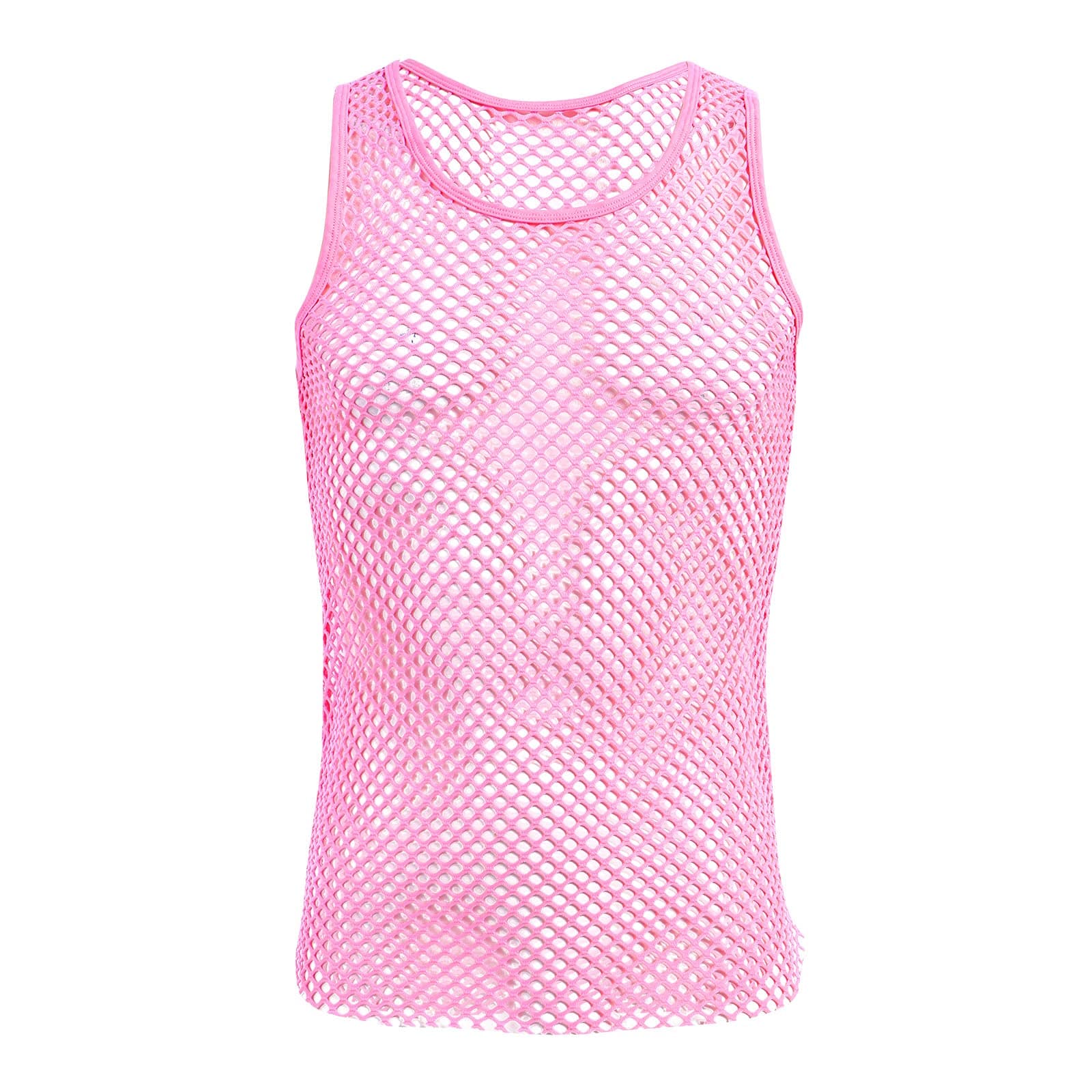 Men's Sleeveless Mesh Vest Tanks See-Through Sheer Fishnet Muscle Tee Shirt Undershirt Workout Gym Summer Clubwear
