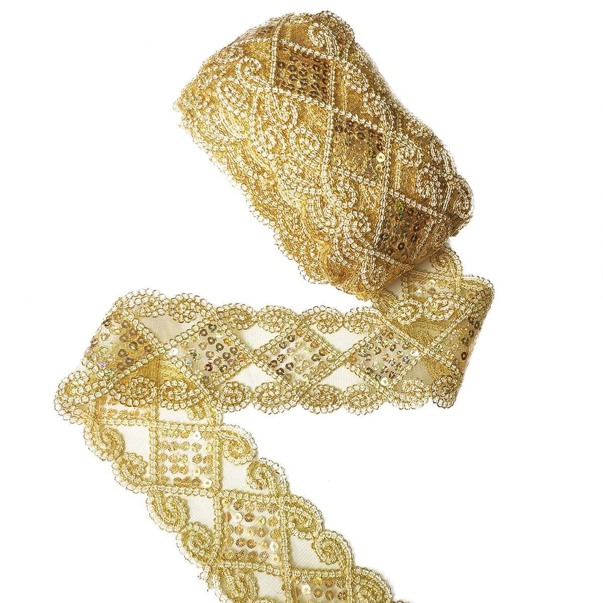 Gnognauq 10 Yards Lace Mesh Trim Sequins Ribbon Embellishment for Clothing Costume Accessories