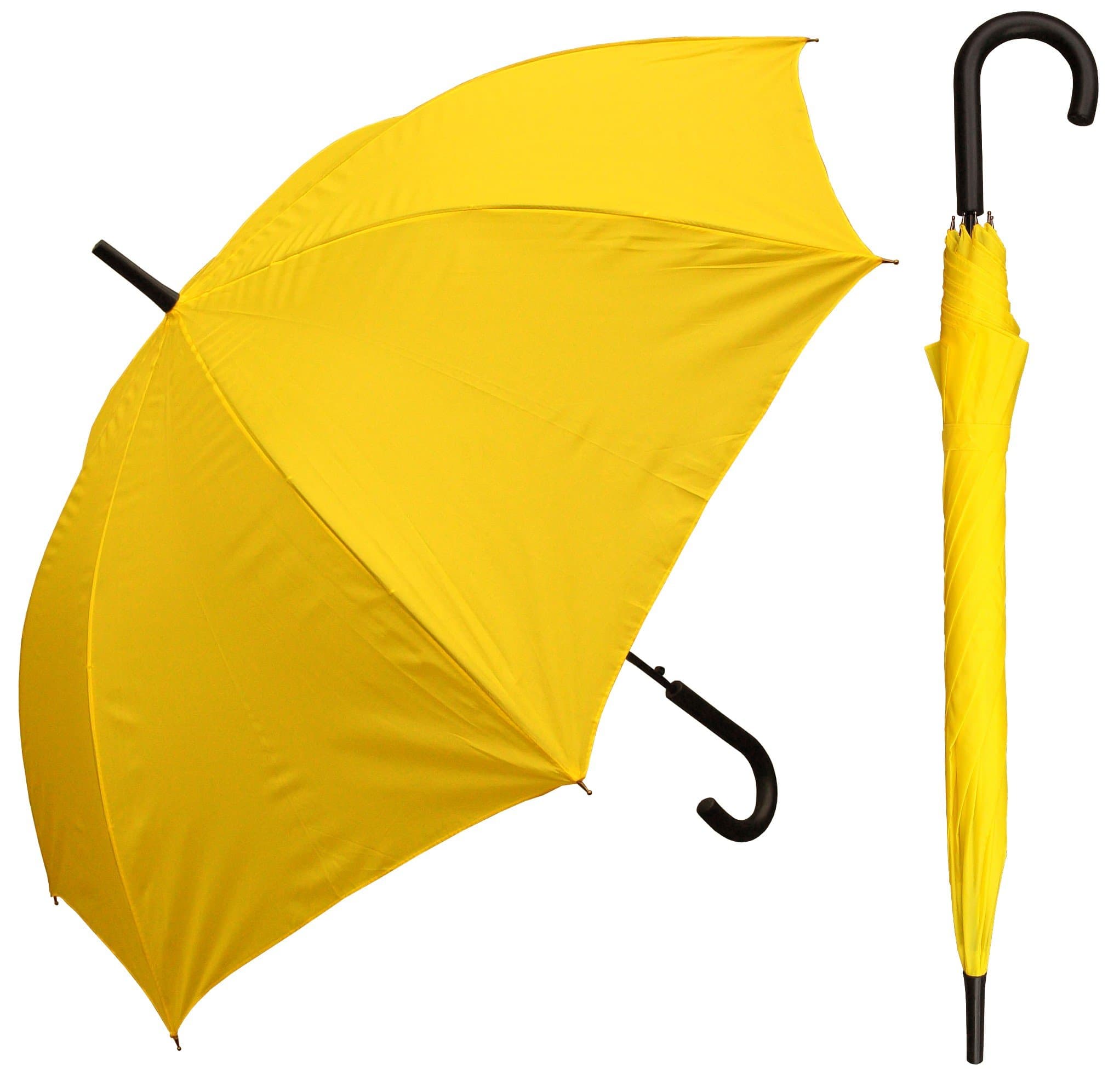 RainStoppers 48" Auto Open Yellow Umbrella with Black Hook Handle