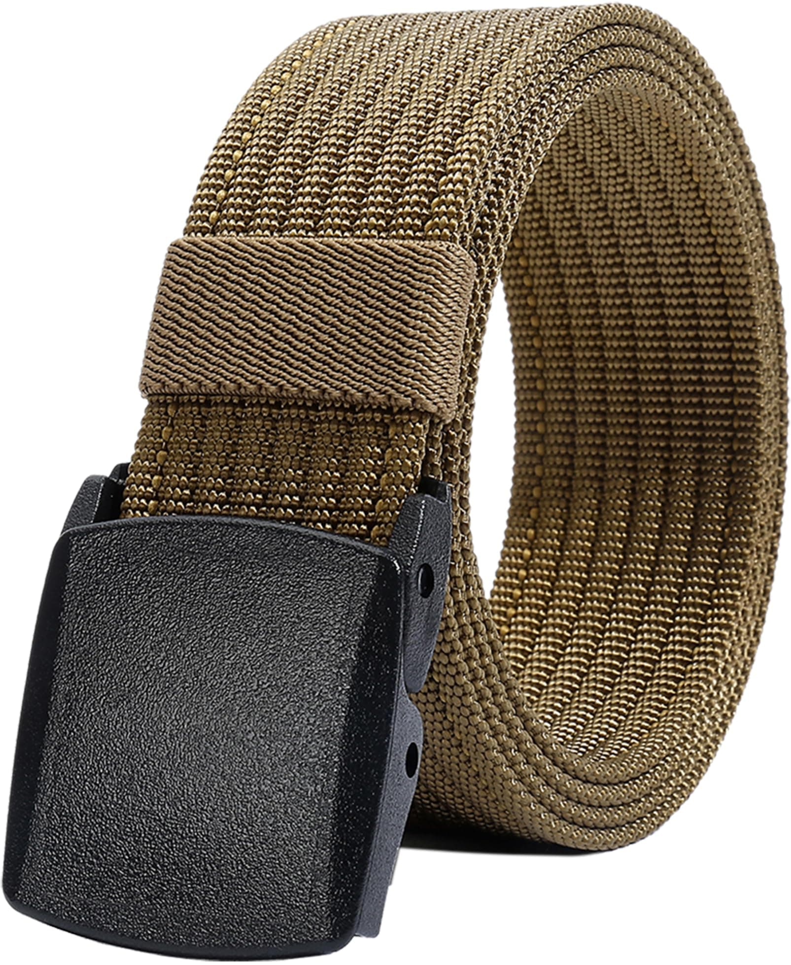 Men's Nylon Work Belts - Breathable Webbing Canvas Belt with Plastic Buckle, Adjustable Trim to Fit 28-49" Waist