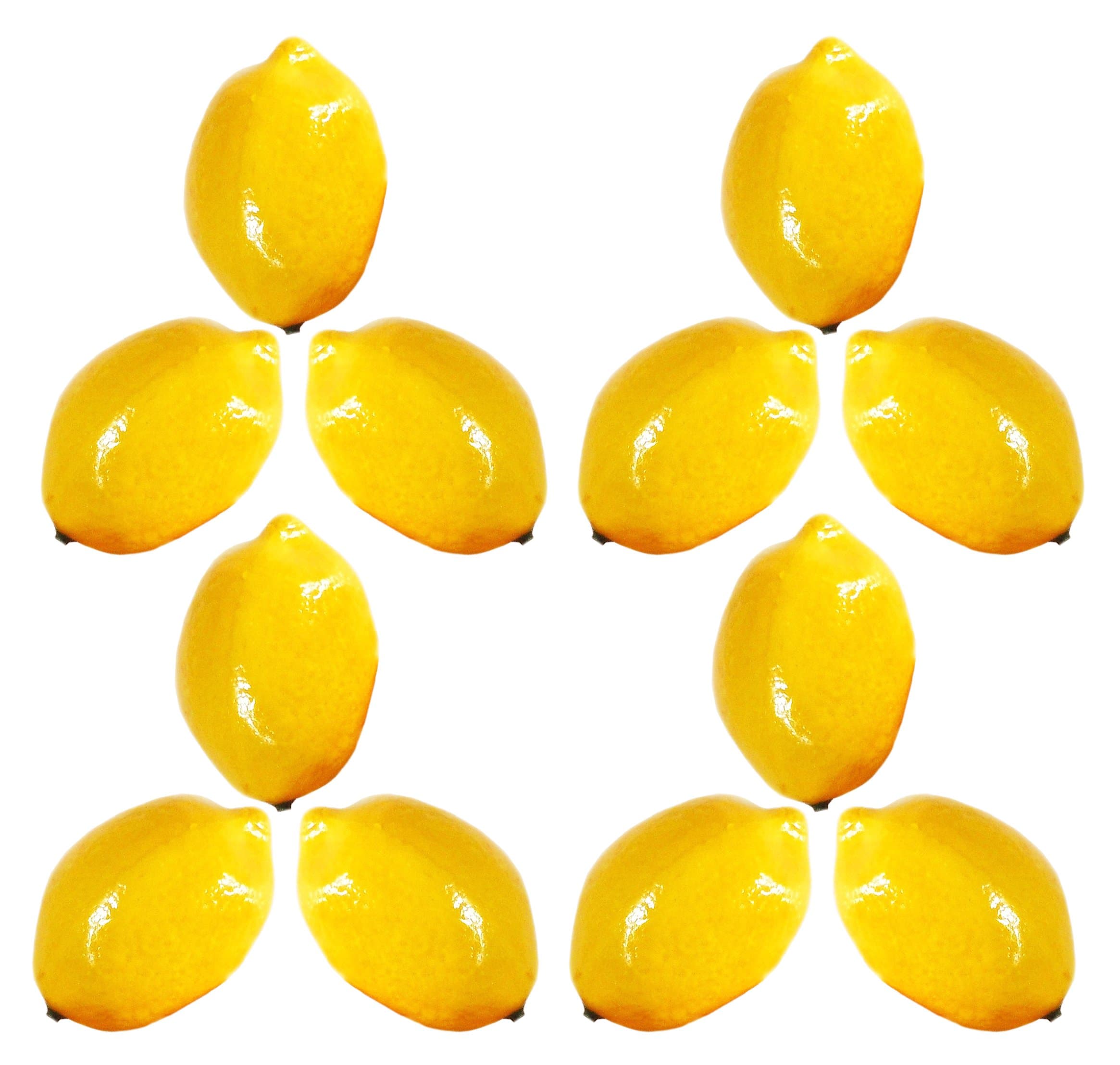Set of 12 Decorative Life Size Faux Lemons - Great for Decorating your Home, Creating a Store Display, and Photo Props - Realistically Colored and Sized Fruit - Measures: 3inx2in (Lemons)