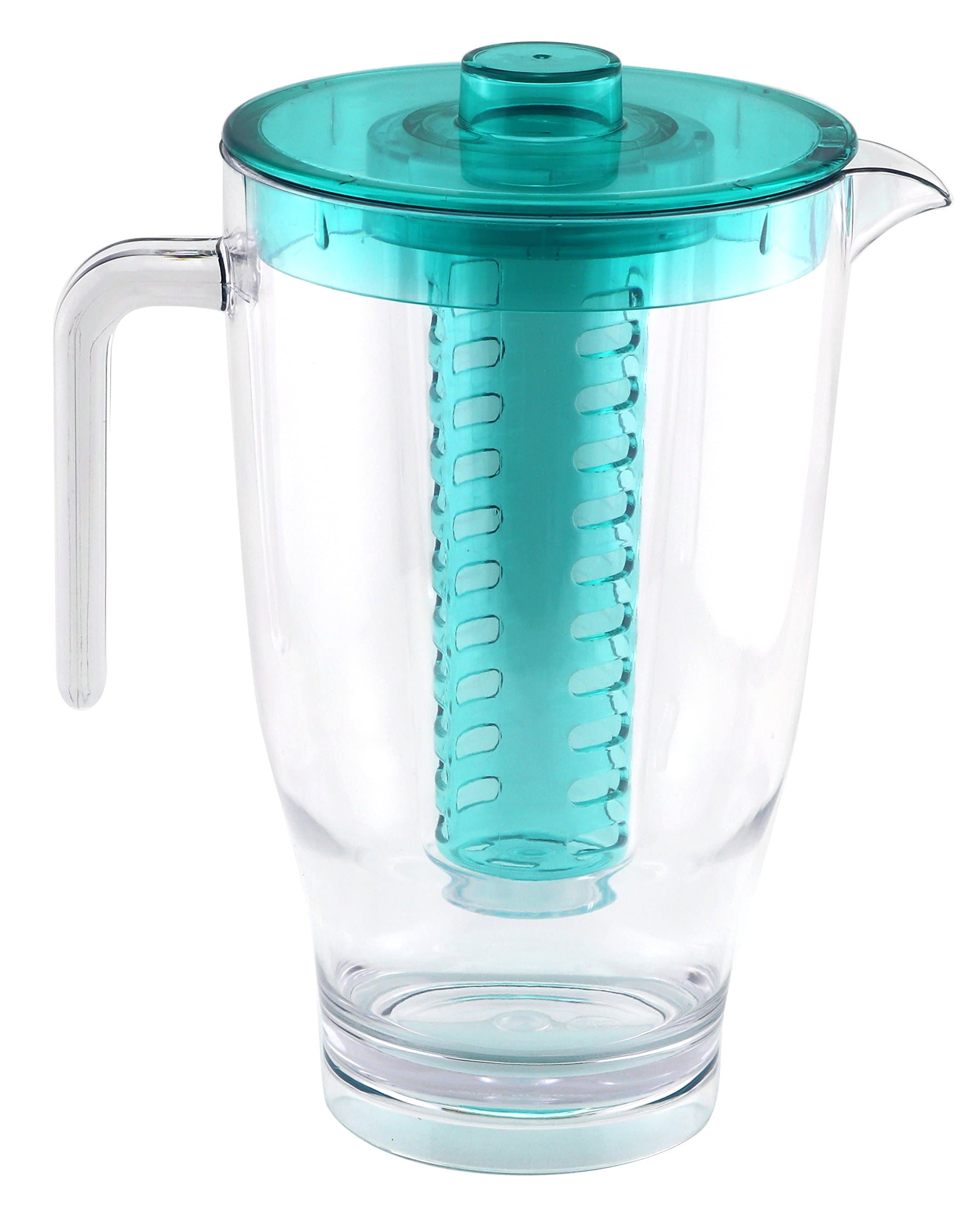 Fruit Infusion Pitcher - Flavor Infuser and Ice Core Included - 2L Capacity - Teal Blue Color