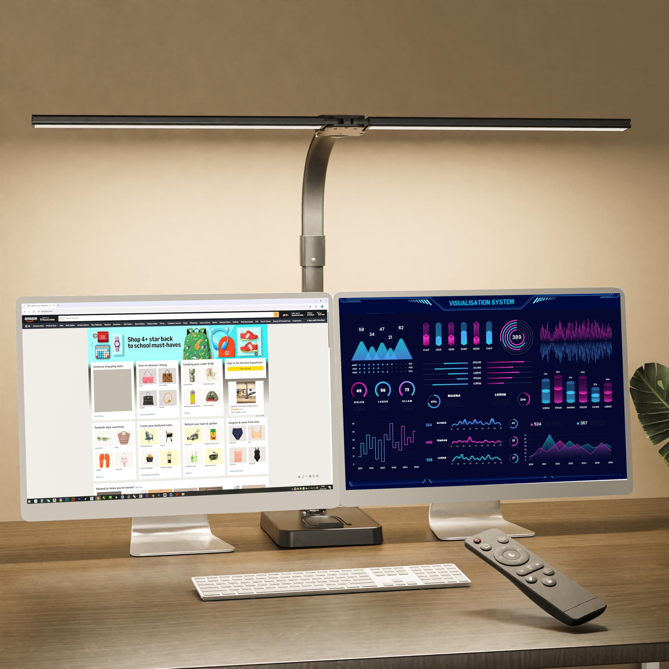 Desk lamp,Led Desk Lamp for Office Home - Eye Caring Architect lamp, 24WDual Screen Computer Monitor Adjustable Smart Desk lamp, Suitable for Home/Office/Bedroom