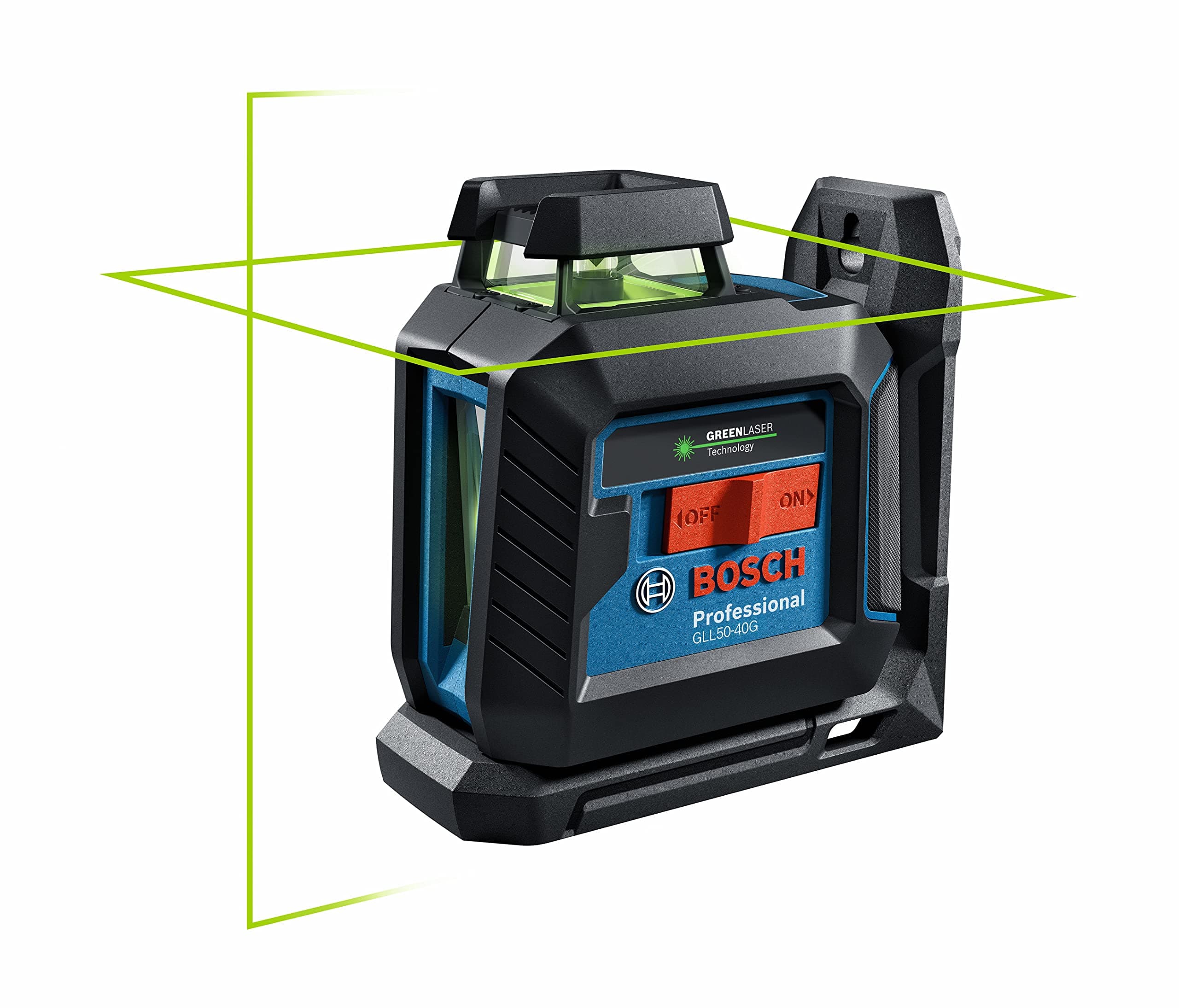 GLL50-40G Green-Beam Self-Leveling 360 Degree Cross-Line Laser, Includes 4 AA Batteries, L-Bracket, Ceiling Clip, & Hard Carrying Case