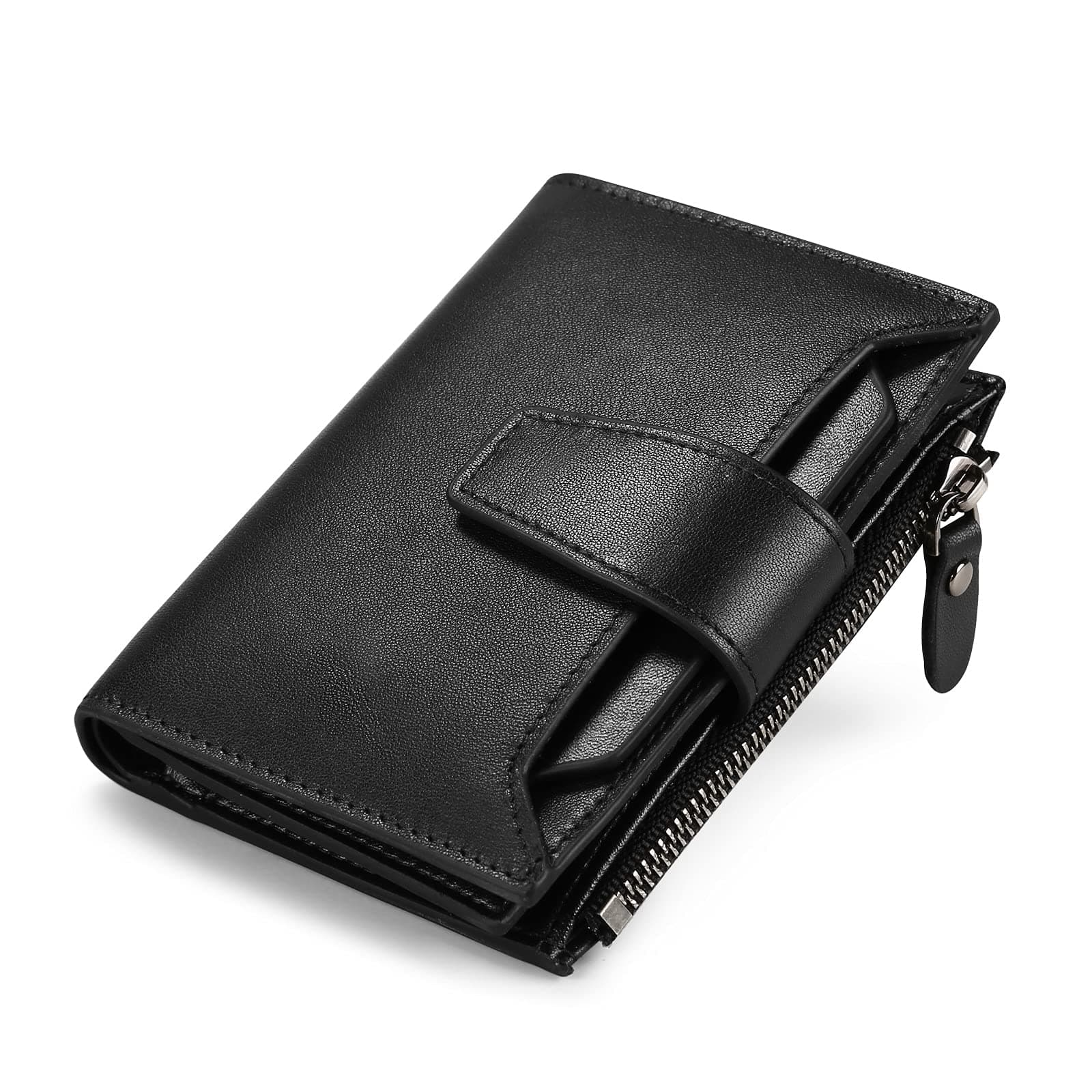 BAIGIO Men's Wallet RFID Blocking Bifold Casual Wallet for Men Purse Large Capacity Zip Coin Pocket with 18 Card Slots & Removable Id Window (Black)