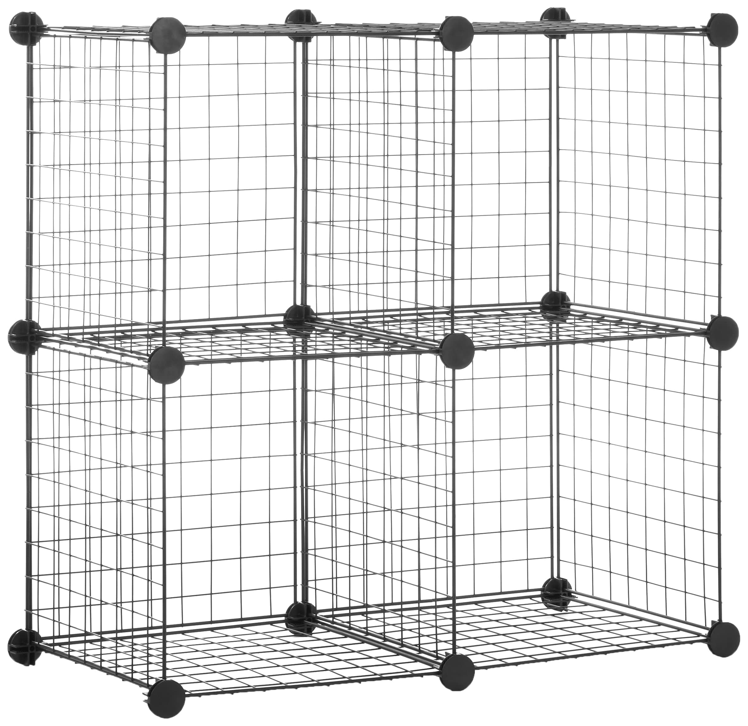 Amazon Basics 4 Cube Wire Storage Shelves, Black, 37 cm D x 77 cm W x 77 cm H