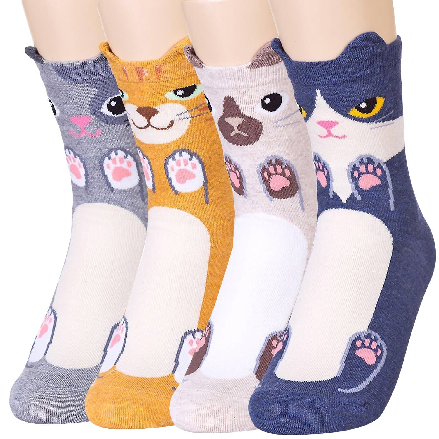 OKIE OKIE Womens Cat Socks - Crazy Cute Animal Dog Owl Print Crew Novelty Fun Funny Gifts