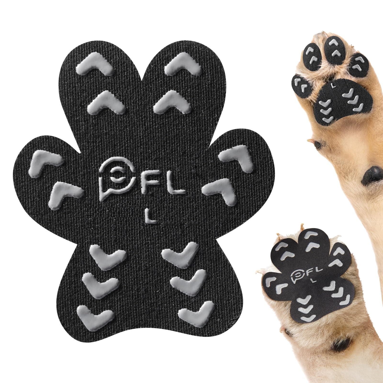 Anti Slip Dog Paw Protector Pads for Senior Dogs, Paw Pads for Dogs Traction, Disposable Self Adhesive Paw Grips for Old Dog on Slippery Hardwood Floor, Black 12 Sets (48pcs) L (21-40lbs)