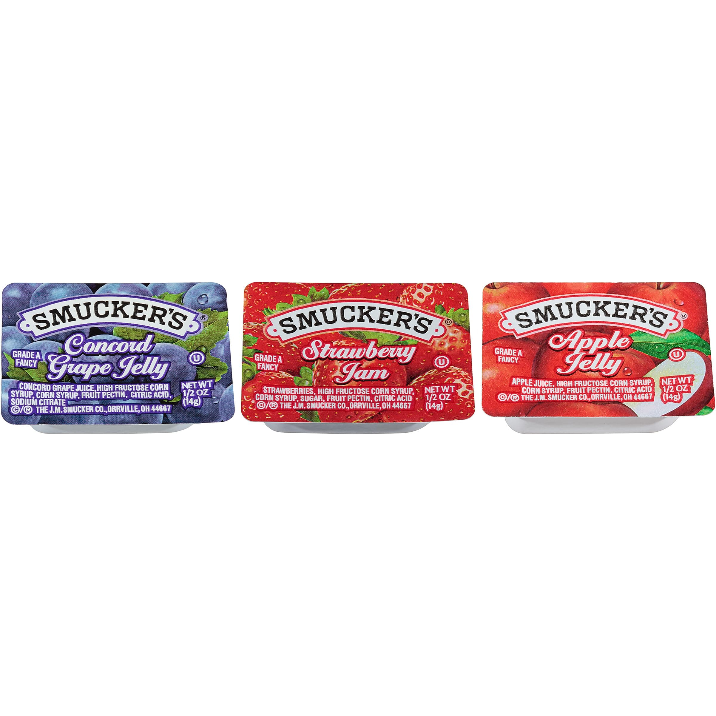 Smucker's Grape Jelly, Apple & Mixed Fruit, 0.5 Ounce (Pack of 200)