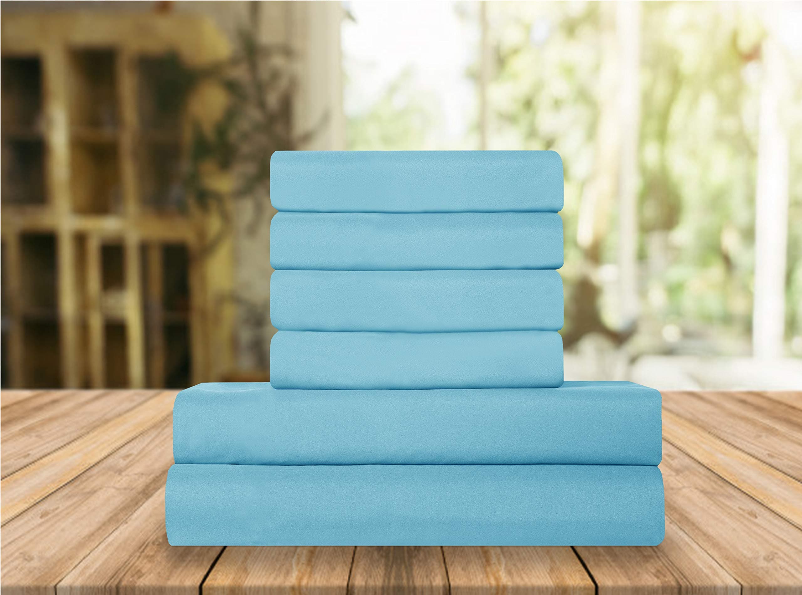 Luxury Soft Bed Sheets 1500 Premium Hotel Quality Microfiber Softness Wrinkle and Fade Resistant (6-Piece) Bedding Set, Queen, Aqua Blue