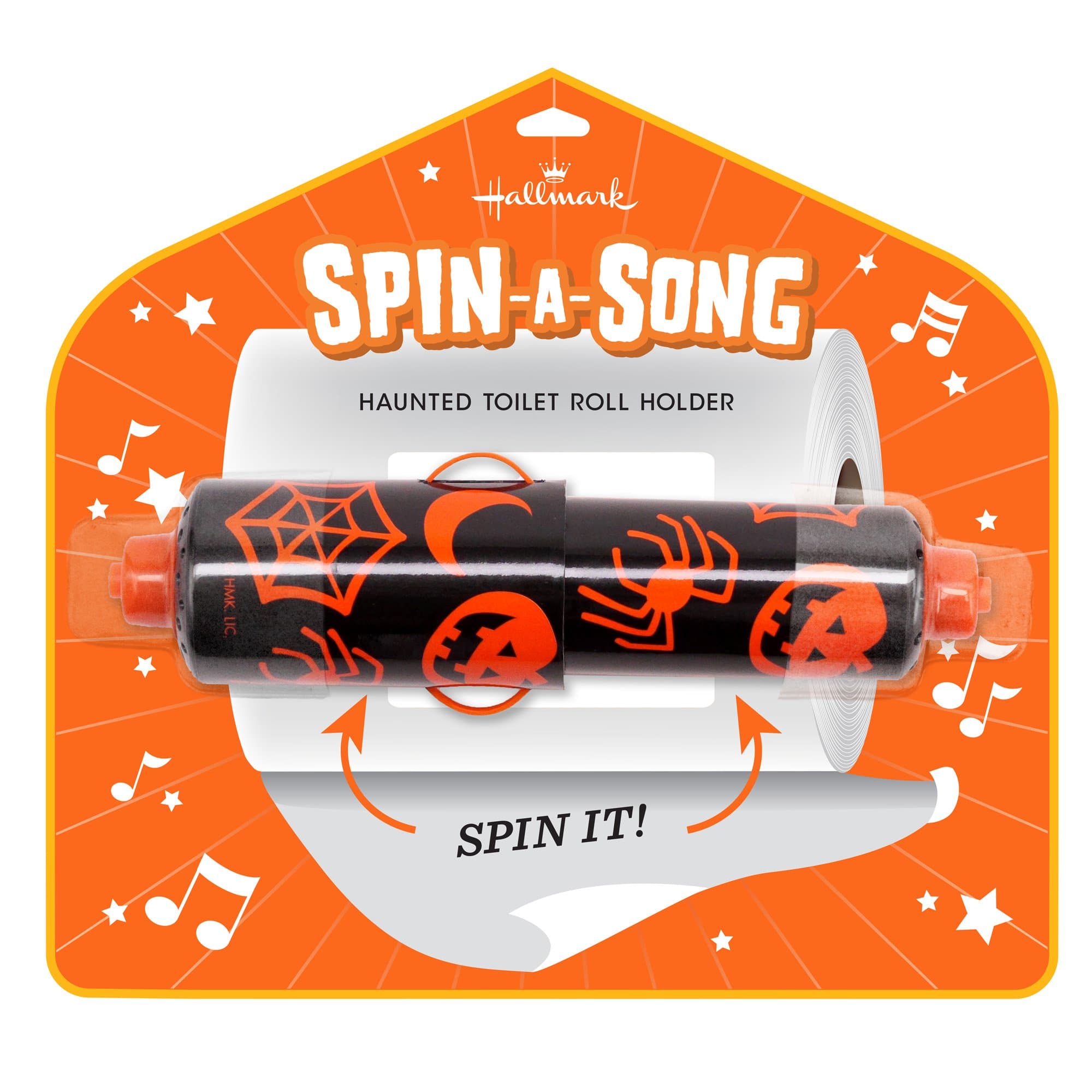 Hallmark Spin-A-Song Toilet Paper Roll Holder, Plays a Spooky Song When It Spins, Halloween