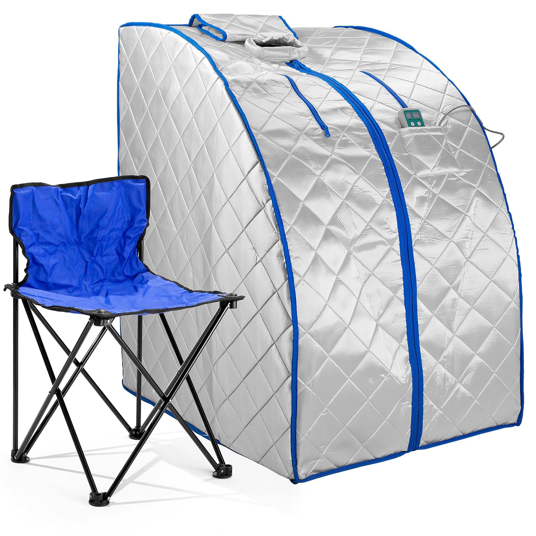 Infrared IR Far Portable Indoor Personal Spa Sauna with Heating Foot Pad and Chair, X-Large, Silver