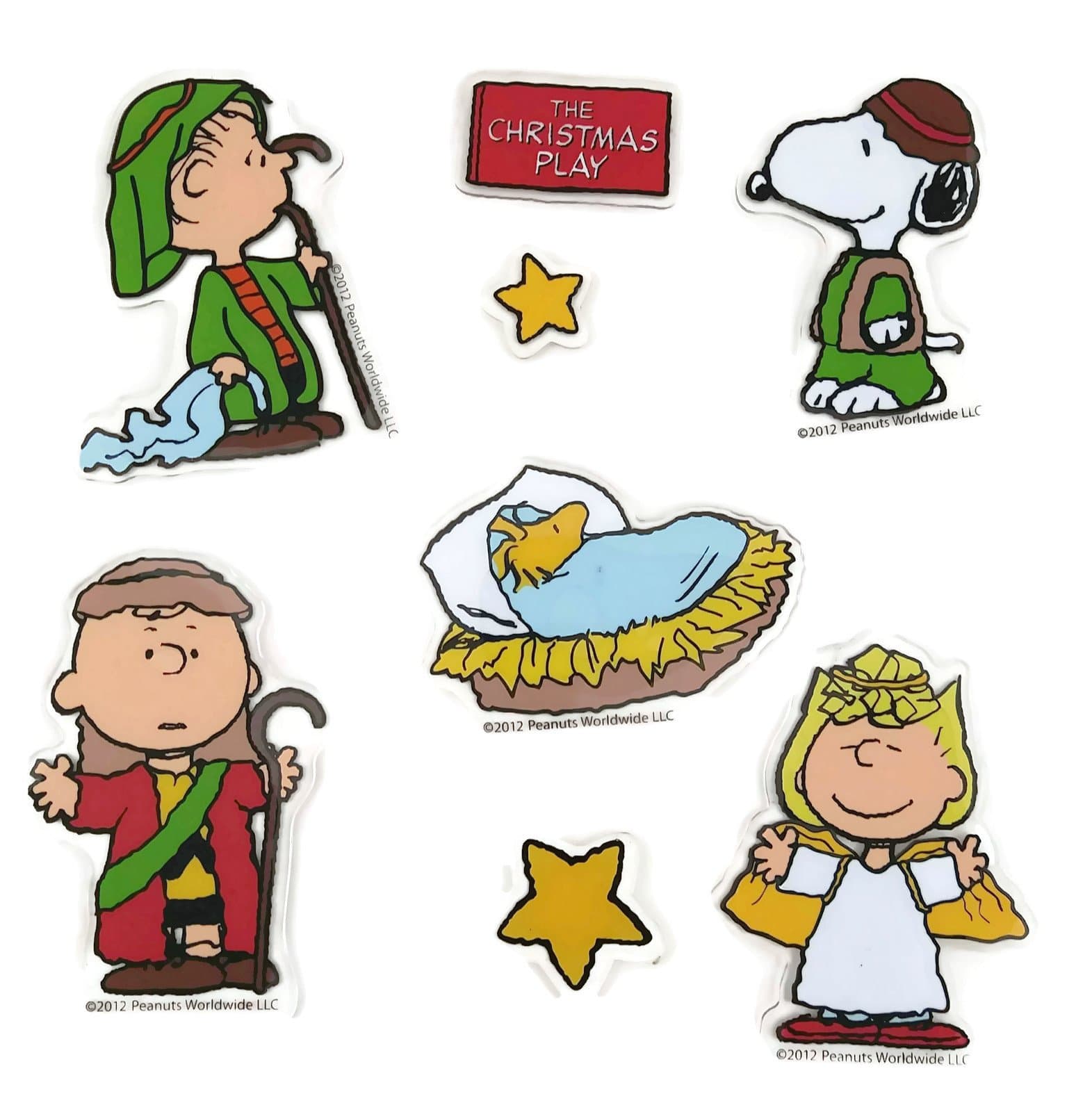Jelz Peanuts Christmas Play Nativity Scene Window Clings (1 Sheet, 8 Clings)