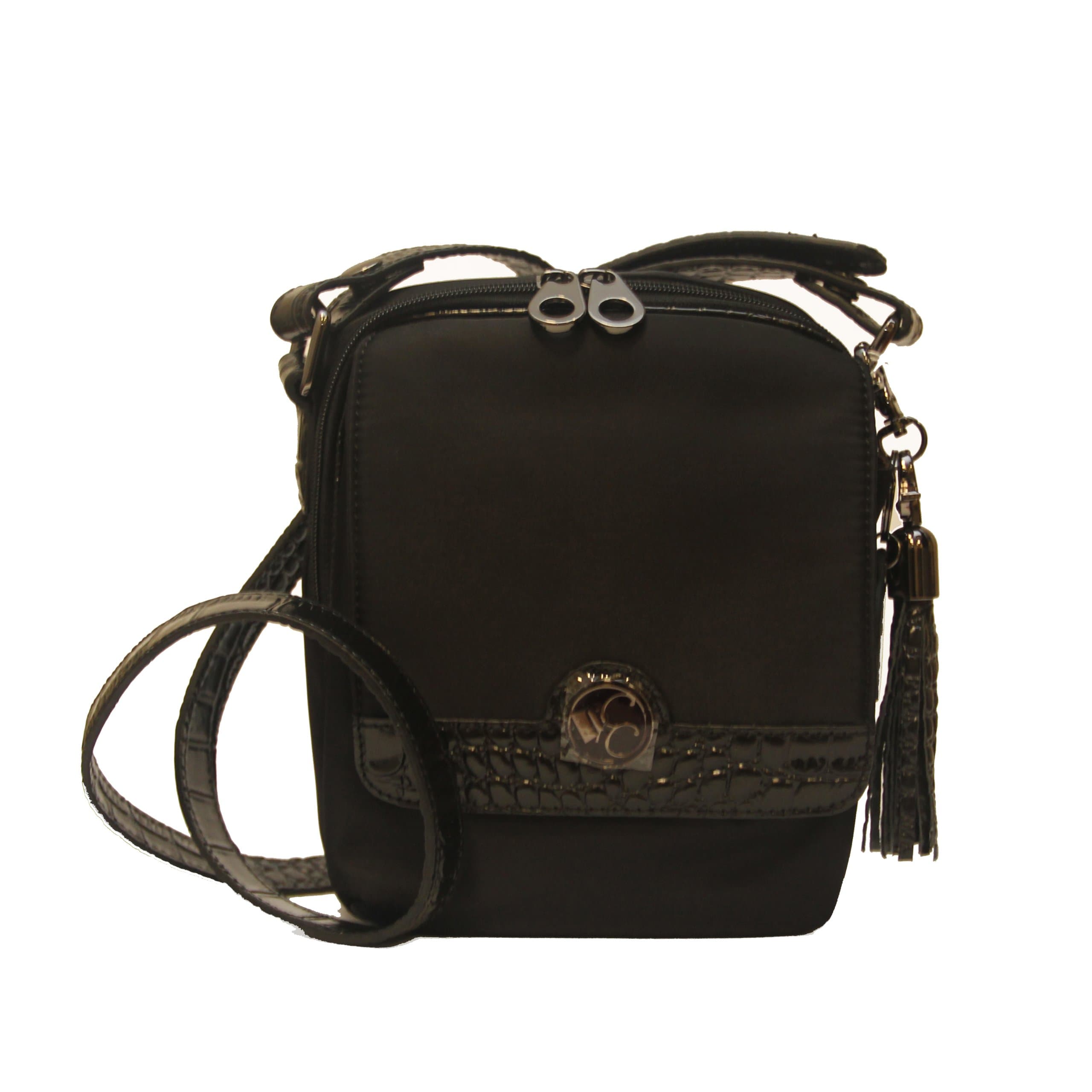 Concealed Carrie Concealed Carry Black Crocodile Crossbody Purse