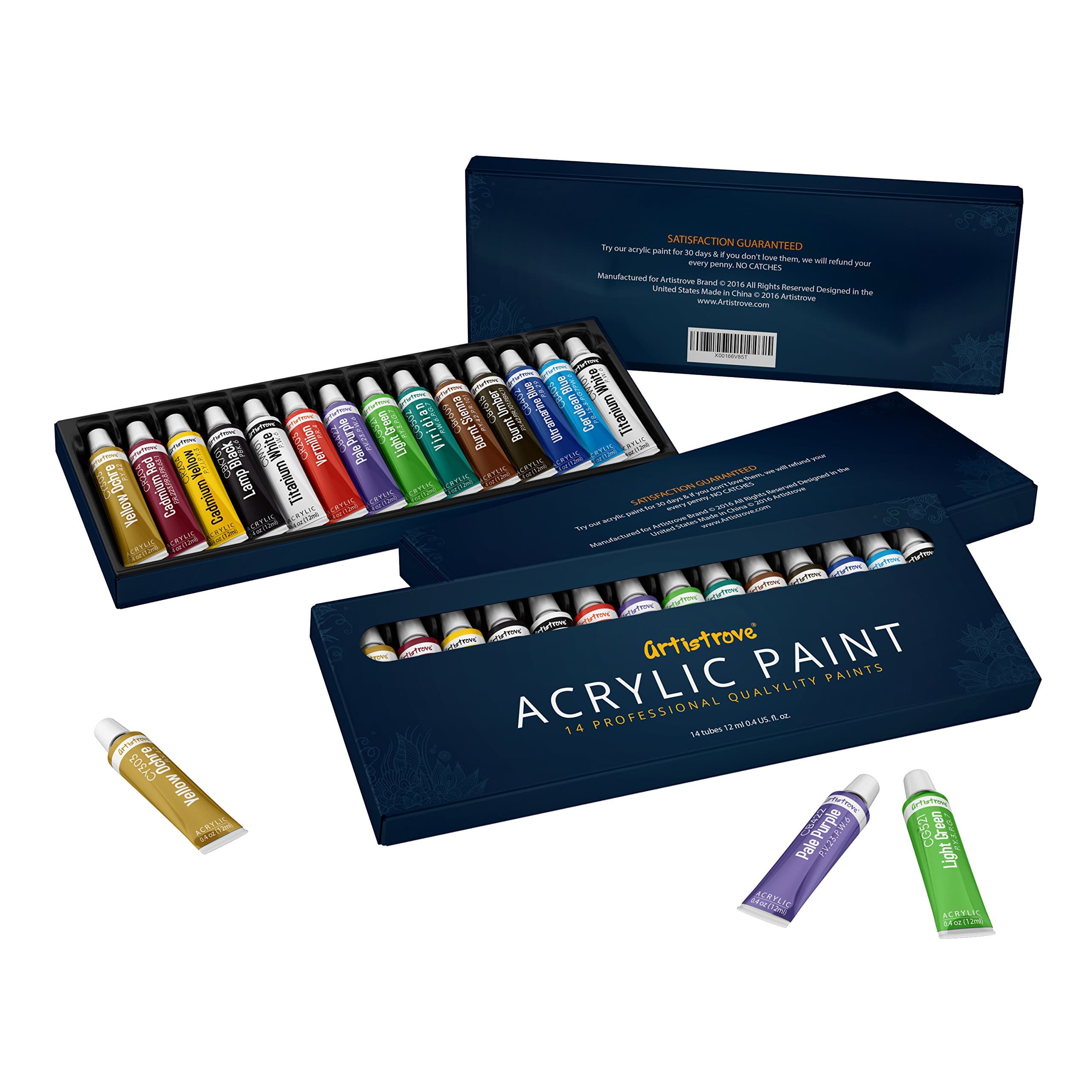 The Finest Quality Acrylic Paints for All of Your Artistic Needs - Equip Yourself With This Master-Class 14-Tubes Set by Artistrove, Premium Pigmented Paint That Will Spark The Artist Within You!