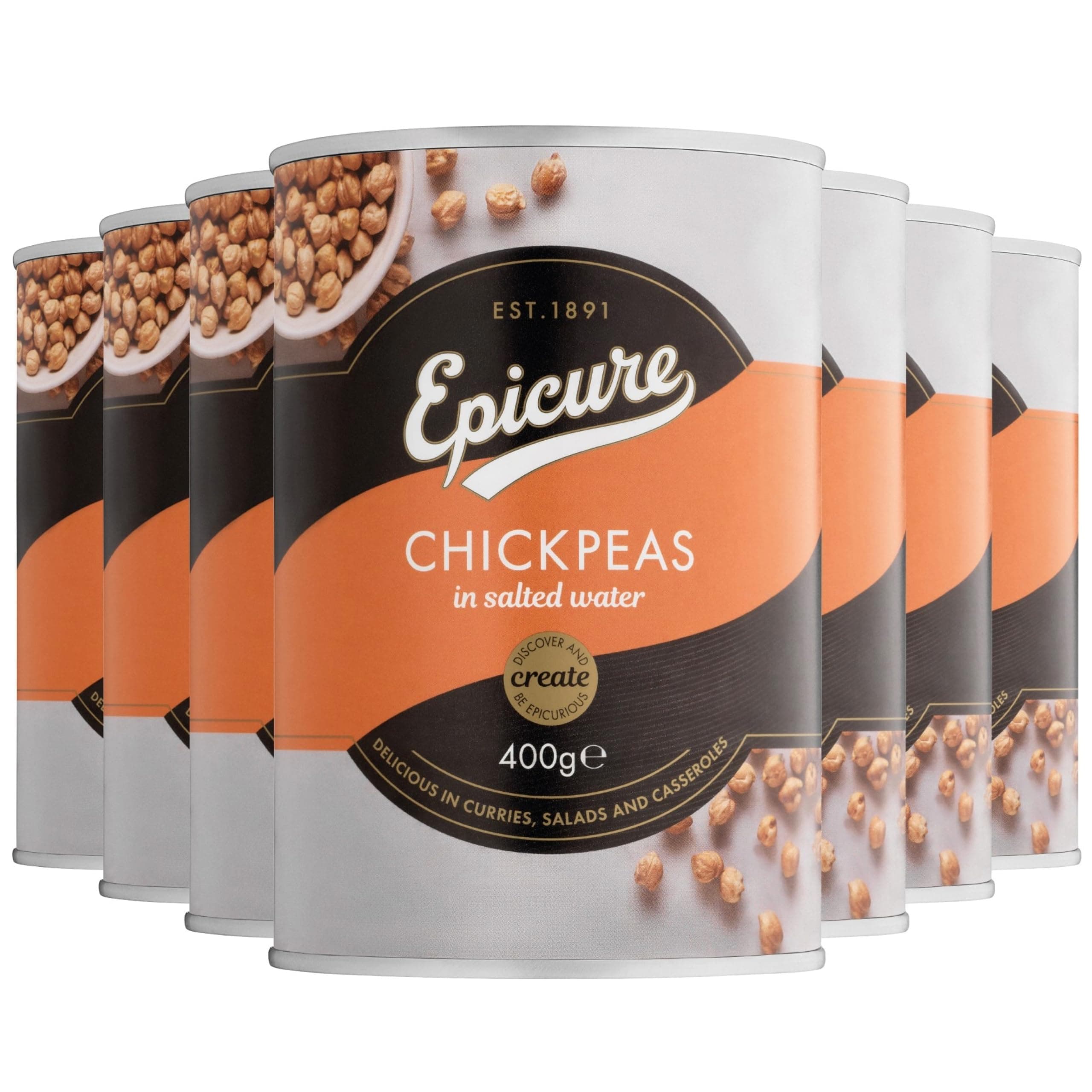 Chickpeas in Salted Water, Rich Source of Fibre, 400 g (Pack of 12)