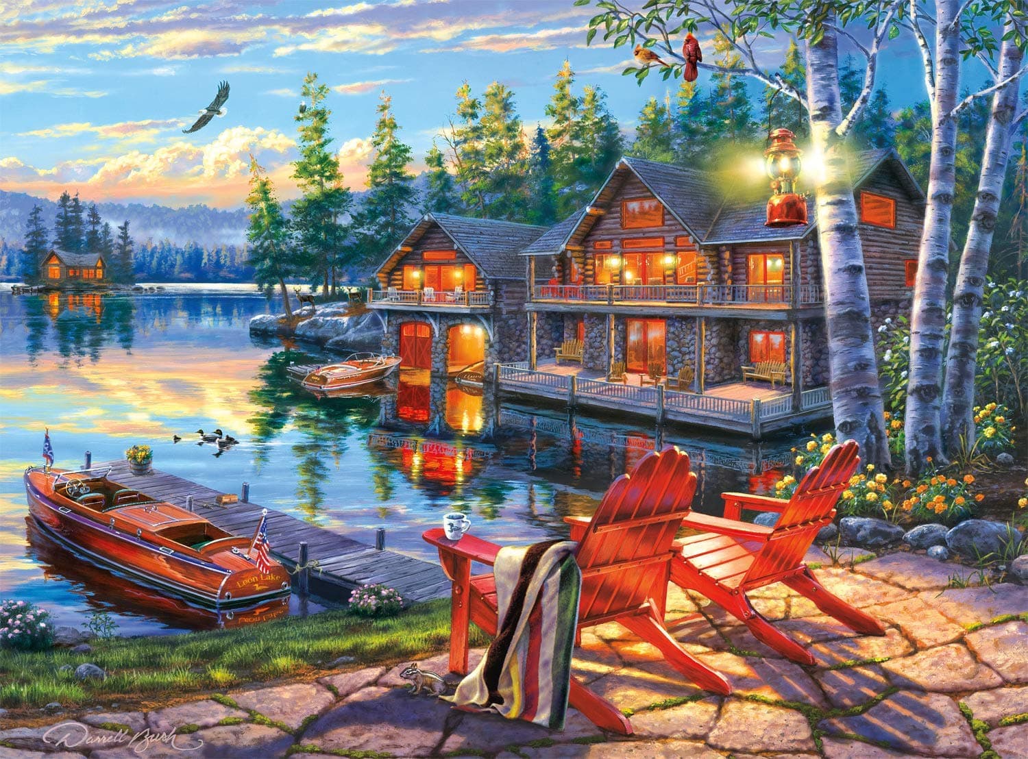 Buffalo Games - Darrell Bush - Loon Lake - 1000 Piece Jigsaw Puzzle, Blue