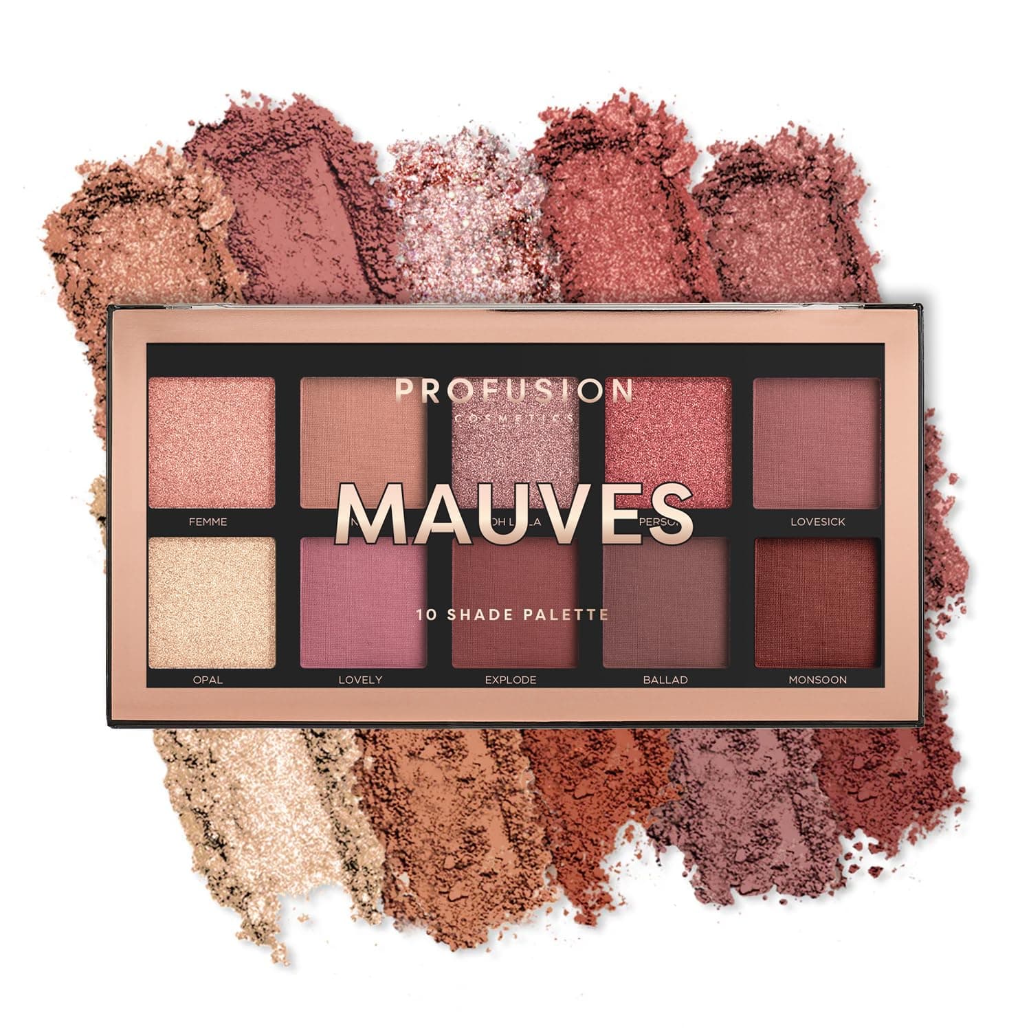Mauves 10 Shade Eyeshadow Palette (blendable multi-finish neutrals and dusty rose to plummy hues)
