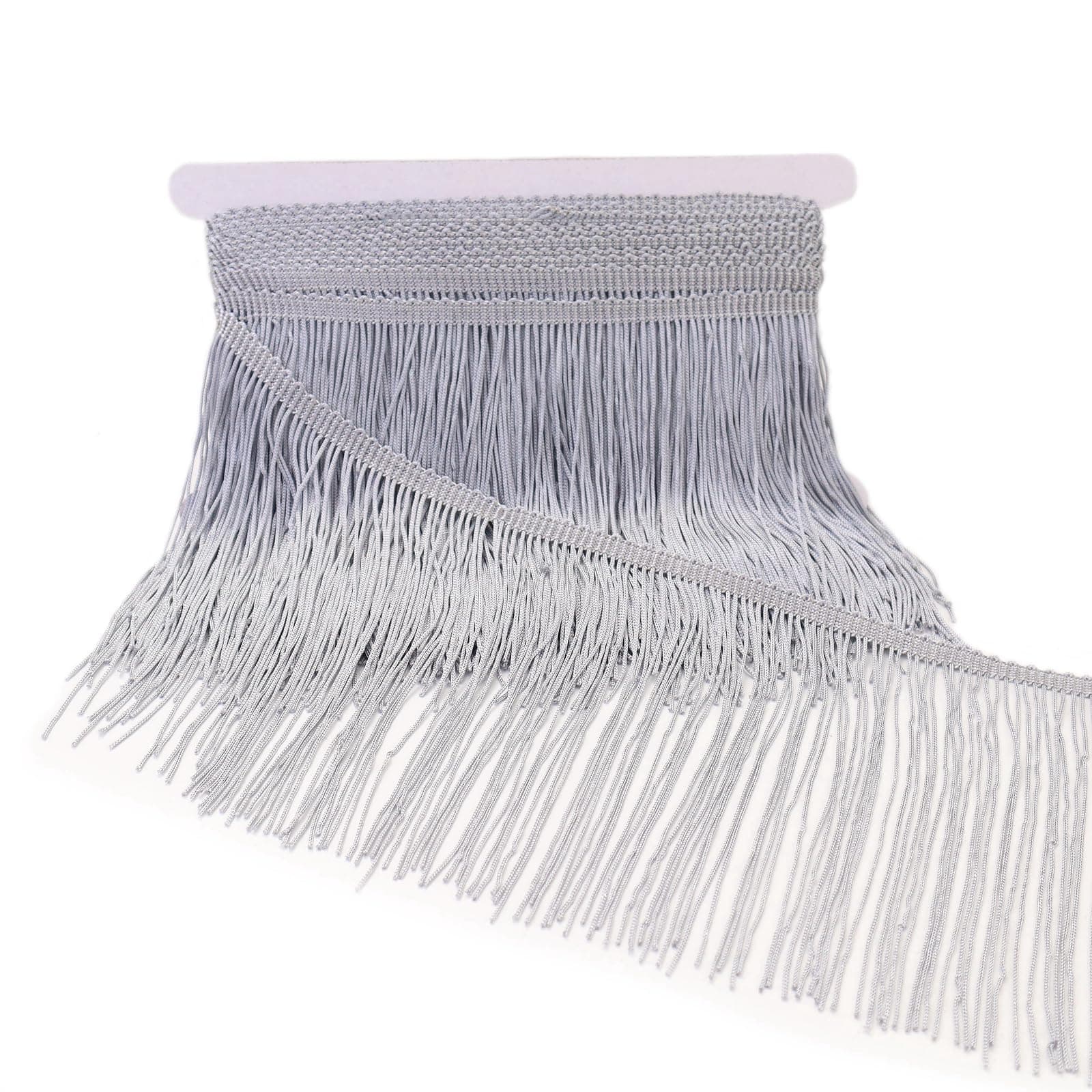 GXTIZAS Silver Fringe Trim 6 Inch Fringe Tassel 5 Yards Chainette Sewing Lace Trim for DIY Crafts Clothes Home Party Decoration
