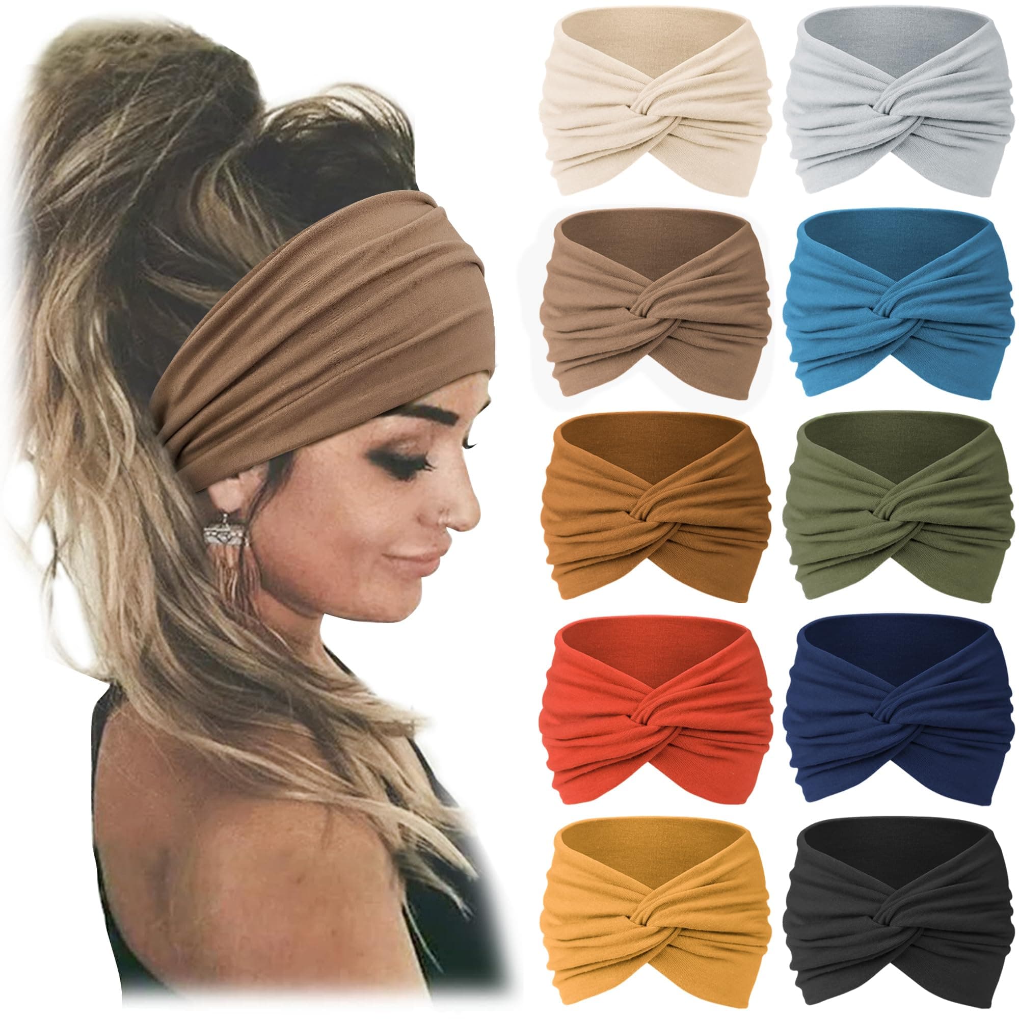 10 PCS Women Headbands African Wide Hair Wrap Turban Head Bands