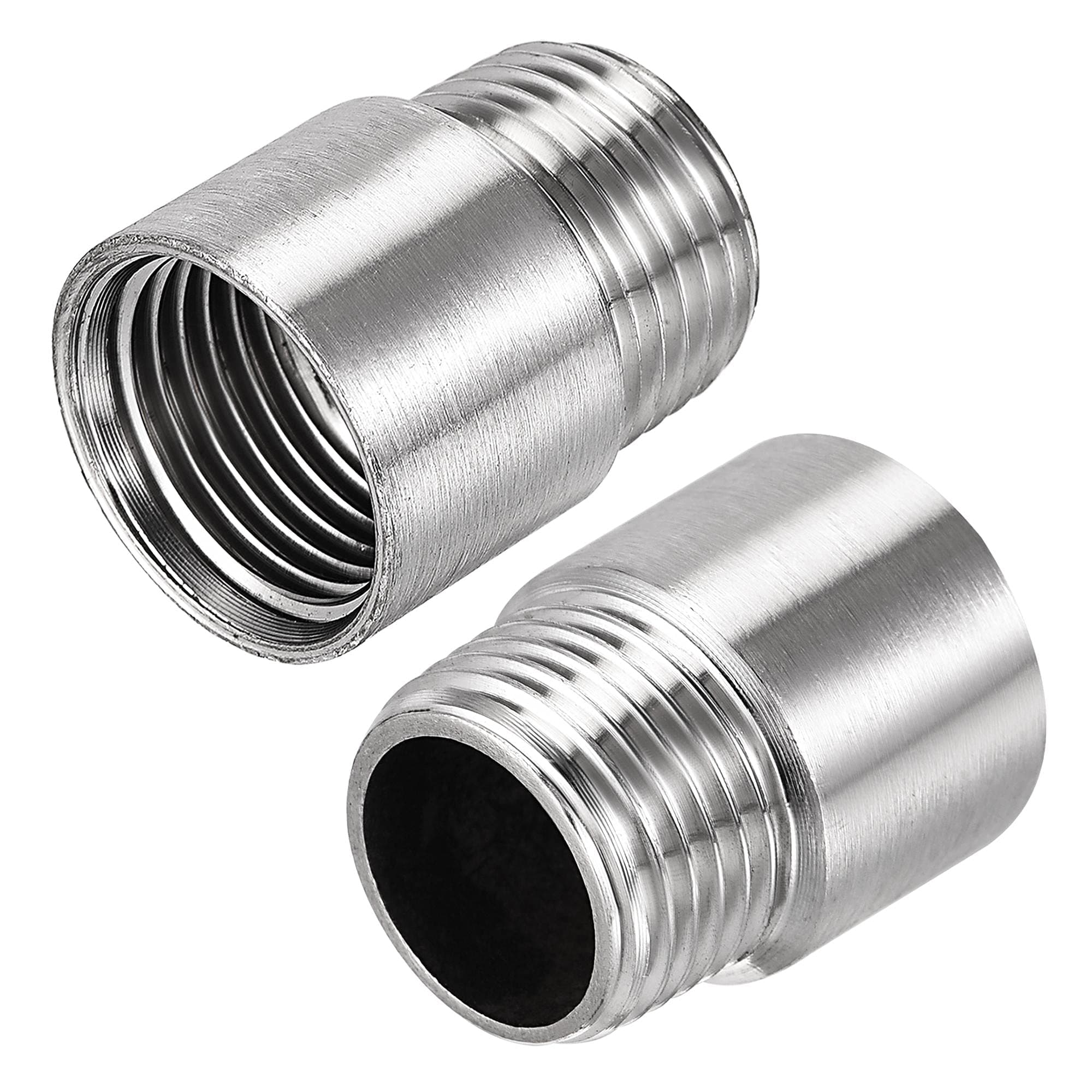 Shower Head Extension Arm Stainless Steel 1/2PT Male to 1/2PT Female Thread 30mm Length Cast Pipe Fitting Coupler 2Pcs