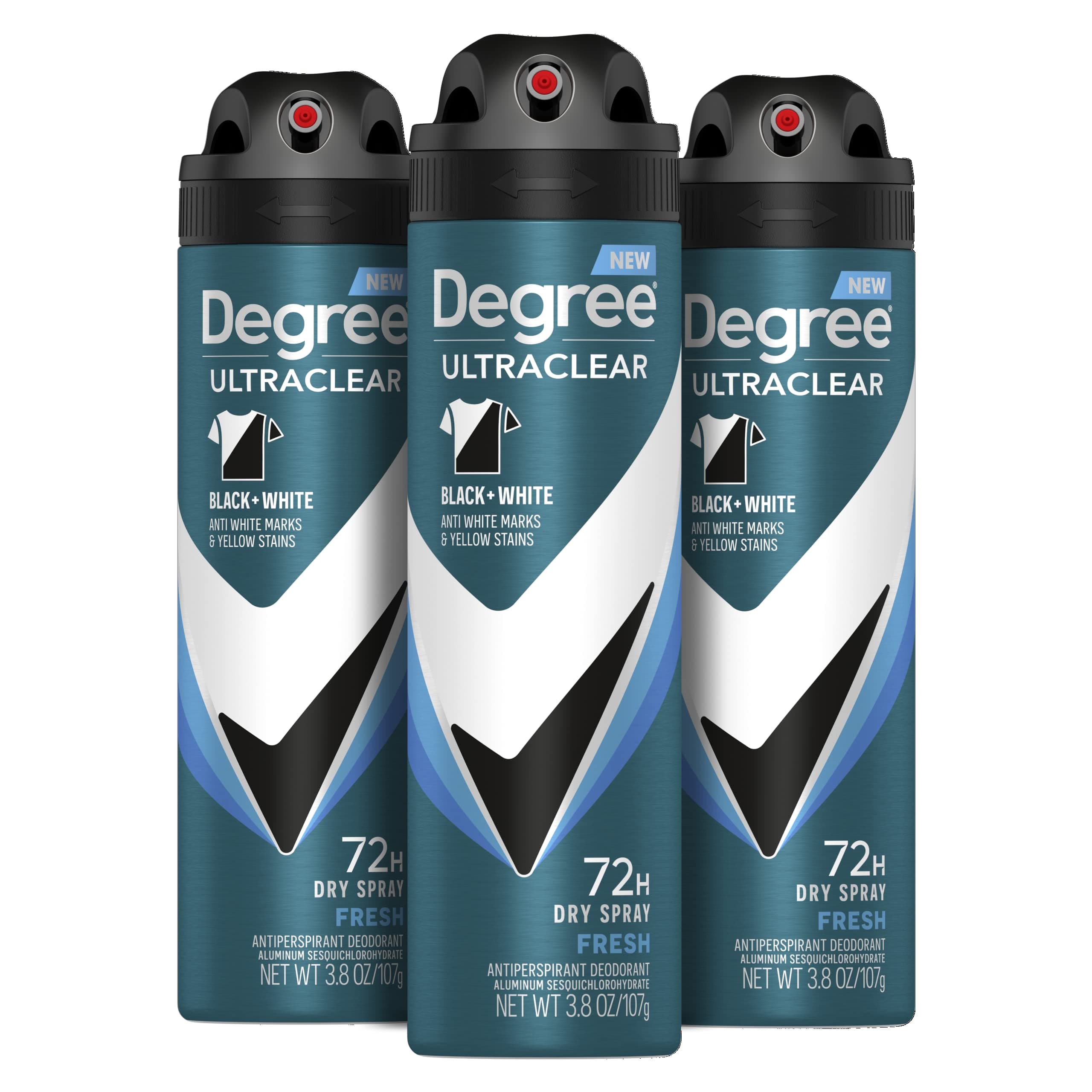 FQQF Degree Men Ultrclear Antiperspirant Spray Protects from Deodorant Stains Black + White Instantly Dry Spray Deodorant 3.8 oz 3 Count