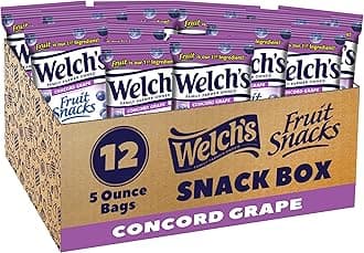 Fruit Snacks, Concord Grape Snack Box, Gluten Free, 5oz Snack Packs (Pack of 12)