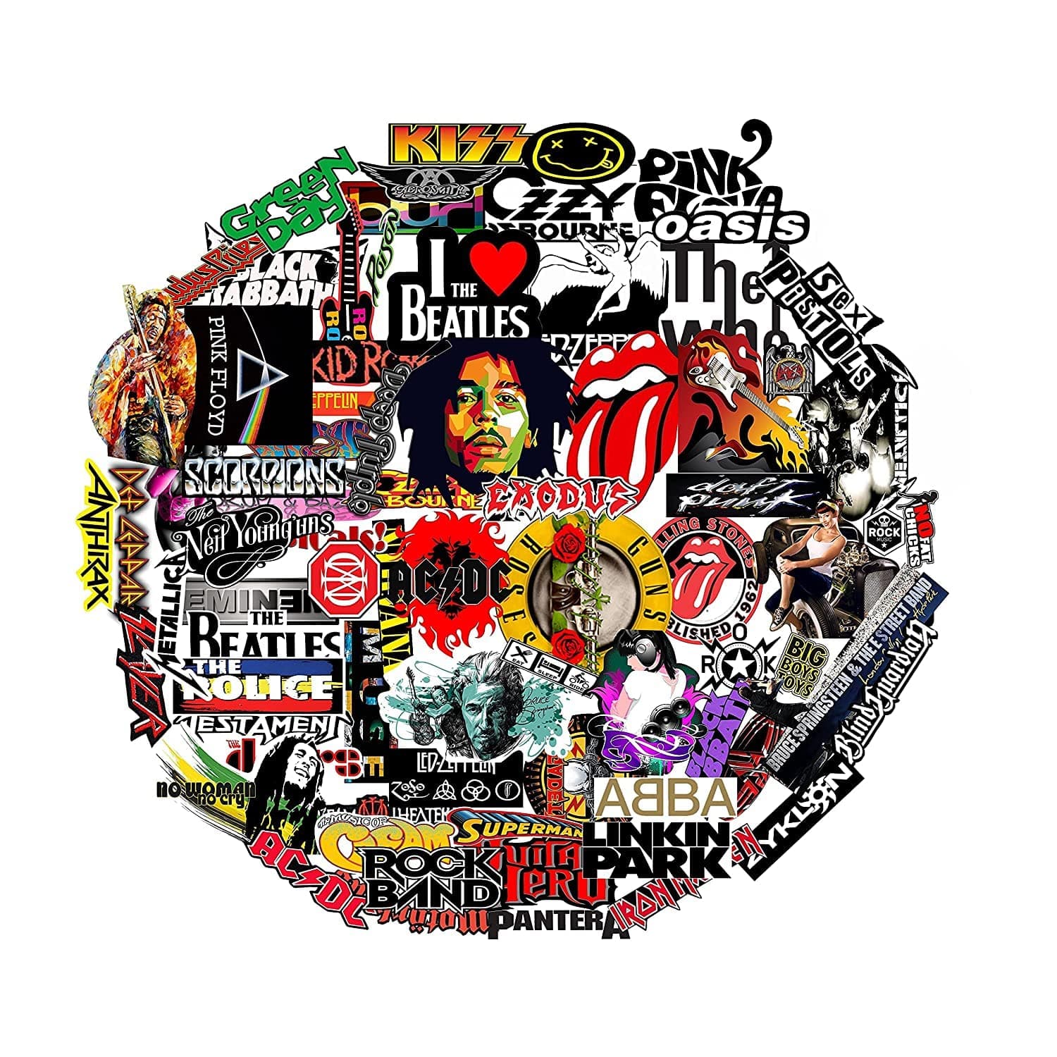 Elton Vinyl Musical Sticker Pack Laser kiss Cut UV Printed [65Pcs for Laptop,Cars,Motorcycle,PS4. X Box One.Guitar Bicycle,Skateboard,Luggage Water Bottle - Waterproof Random Sticker Pack