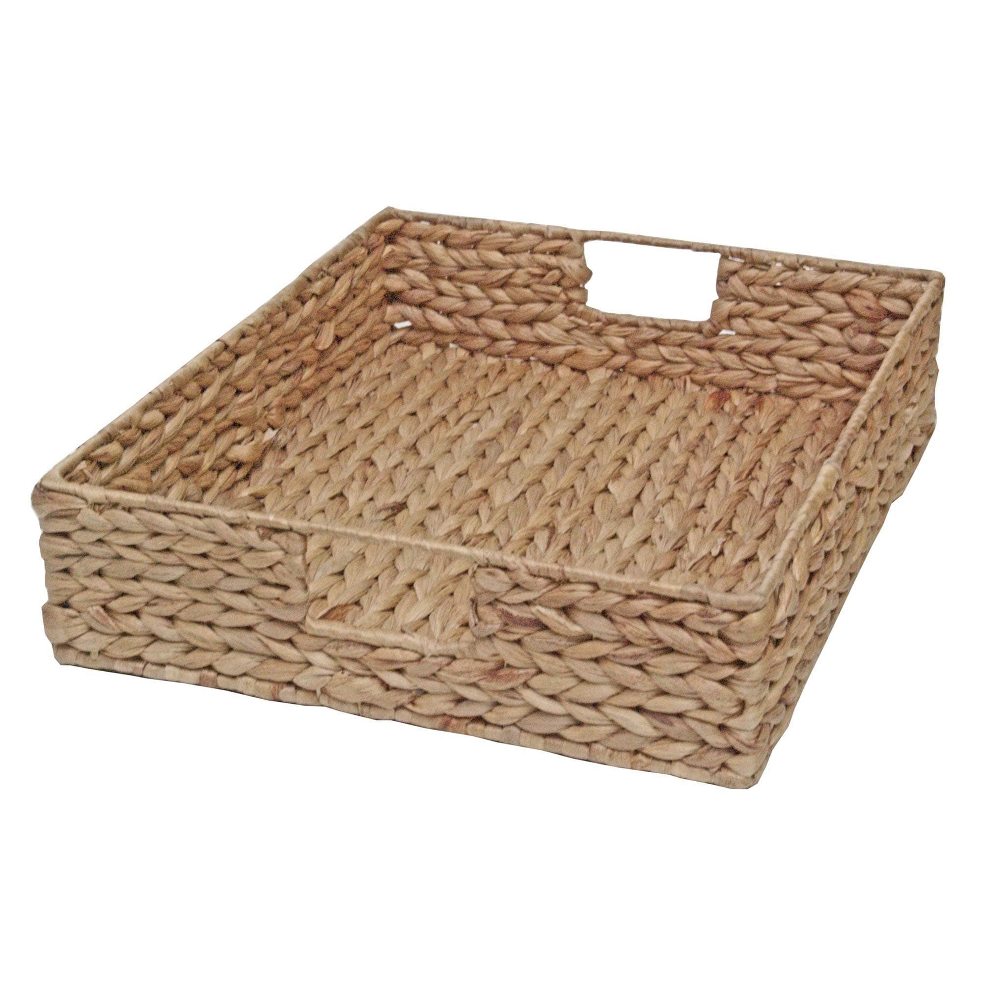 Casa Furnishings Wicker Shallow Storage Basket, Tray Display, Water Hyacinth (X Large - L 46 x W 36 x H 10 cm)